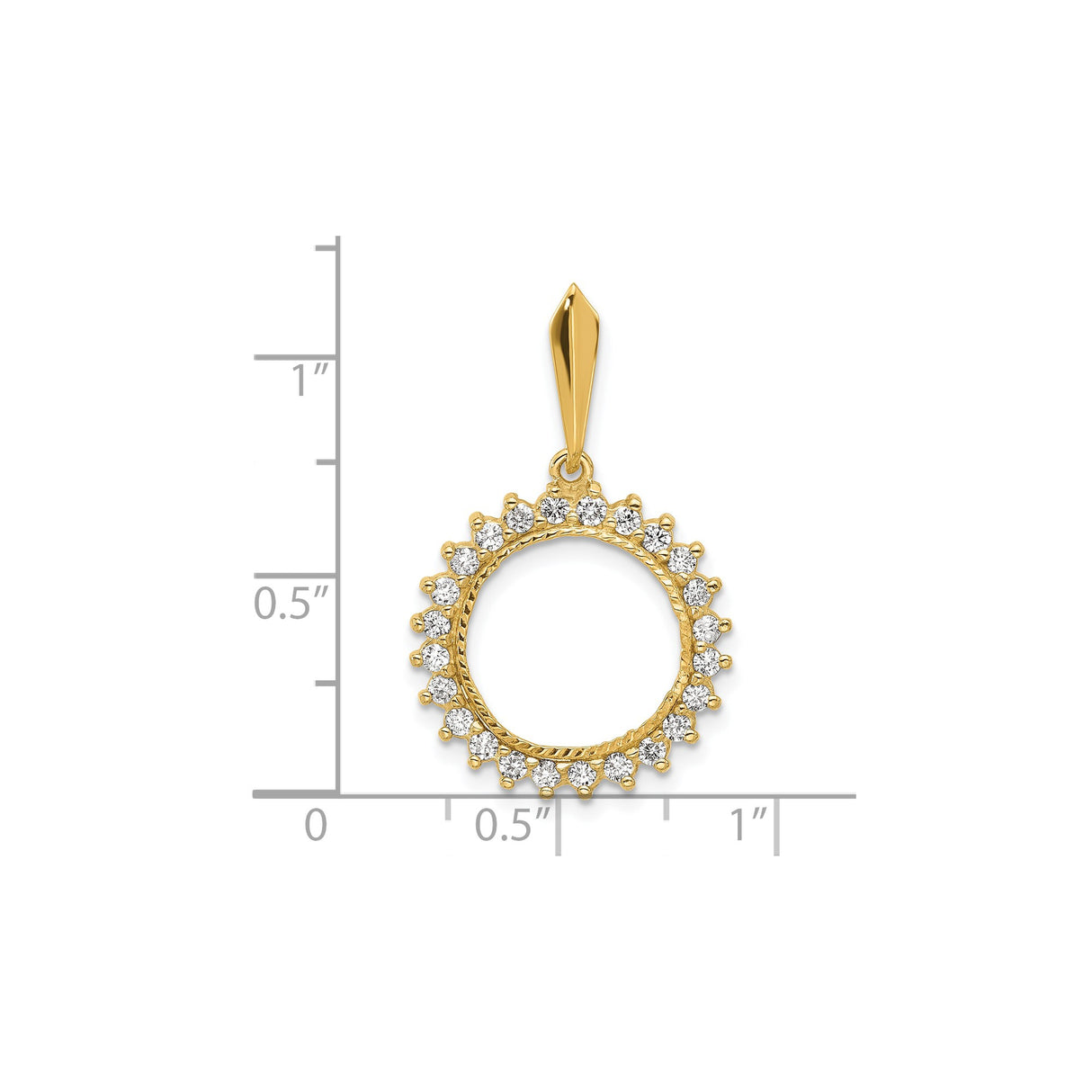 13 mm 14k Multi-Tone Gold coin bezel for Austria €4 Philharmonic — size reference (ruler)