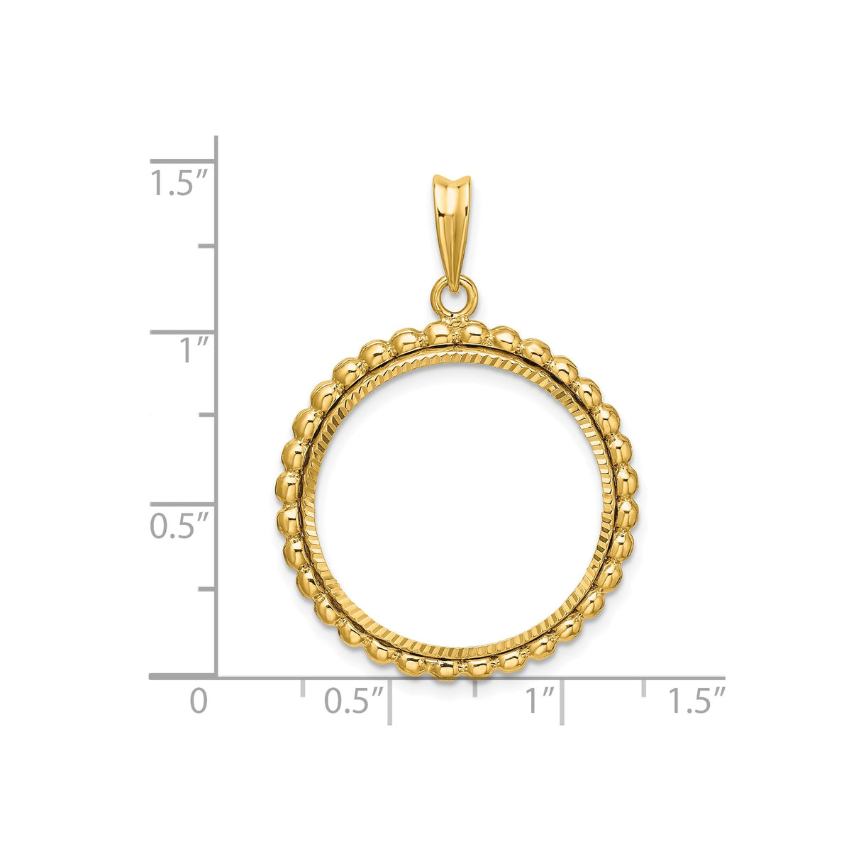 US 1/4 oz Platinum American Eagle $25 Coin Bezel Pendant Prong Set Diamond-cut Beaded Edge in 14k Yellow Gold