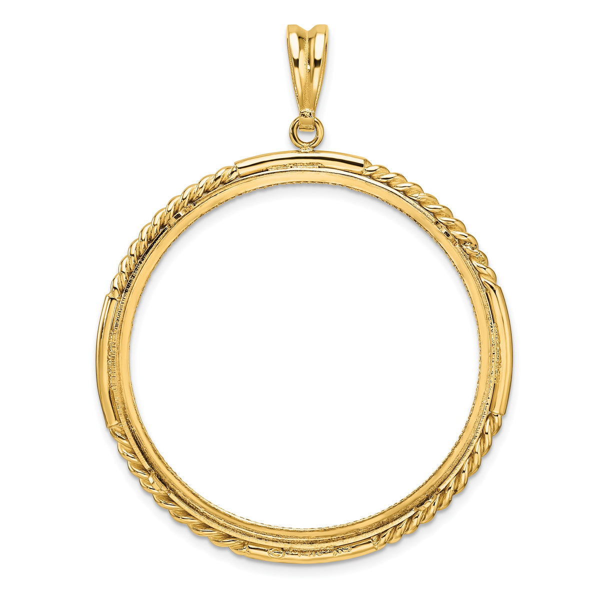 37 mm 14k Yellow Gold coin bezel pendant β additional image