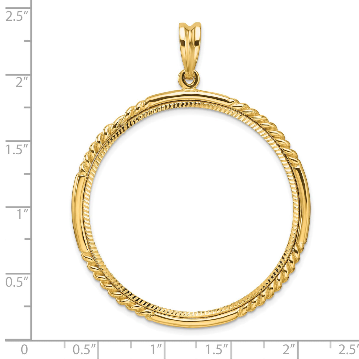 39.5 mm Coin Bezel Pendant Diamond-Cut Quadruple Twist Prong Set in 14k Yellow Gold