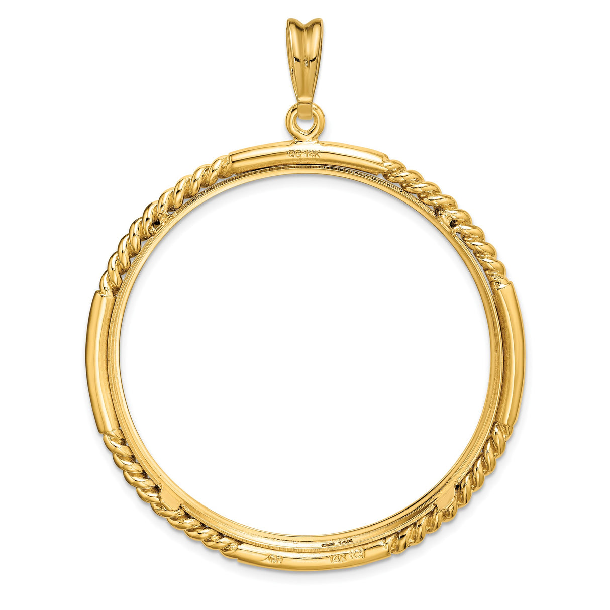 39.5 mm 14k Yellow Gold coin bezel pendant β additional image