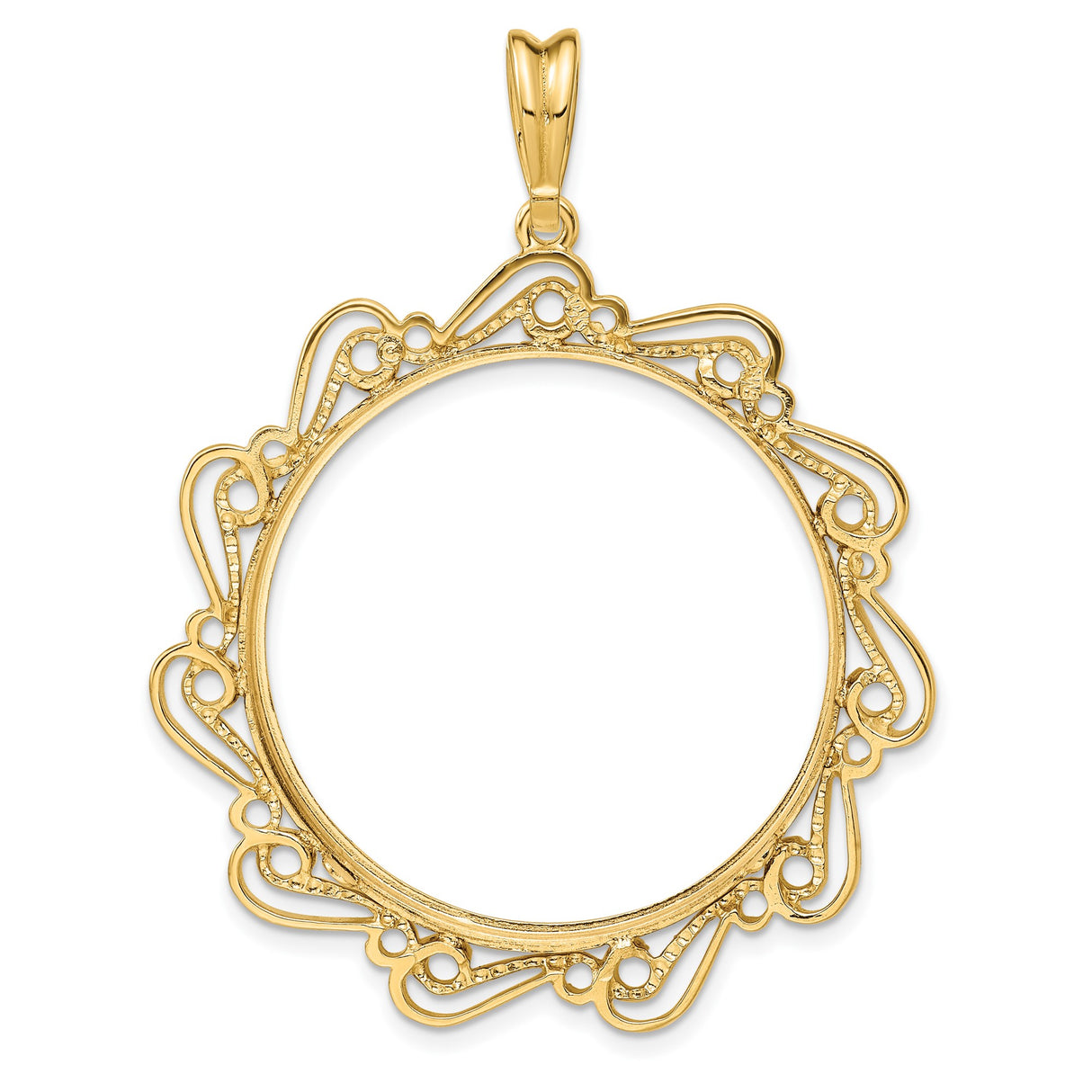 14k Yellow Gold coin bezel for Isle of Man 1 Crown Cat — additional image