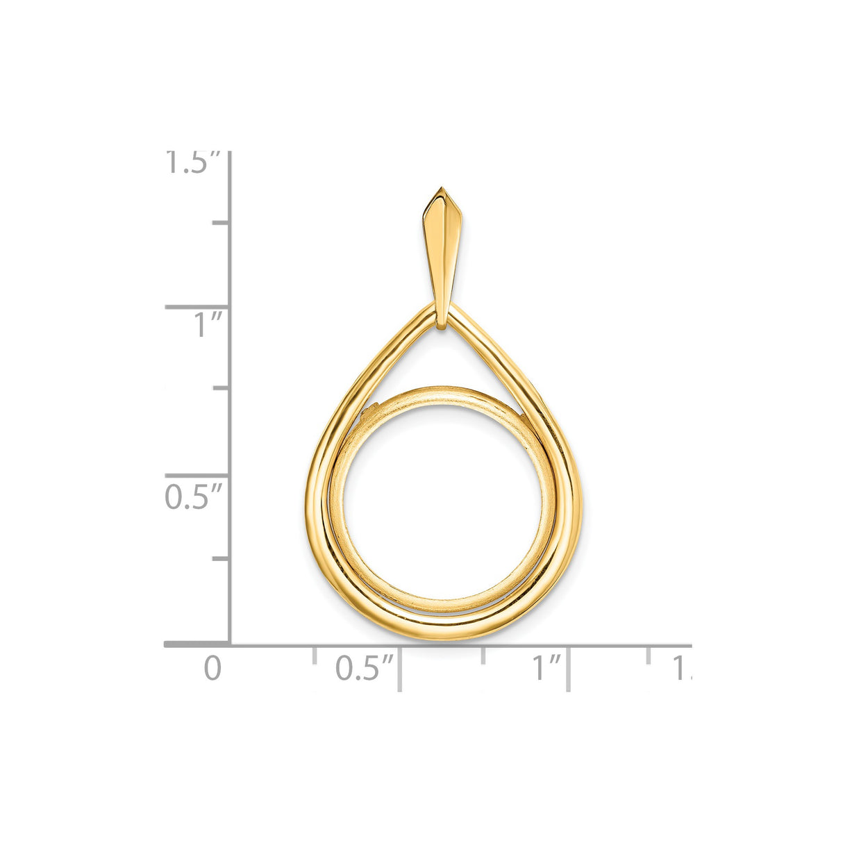 Australian 1/10 oz Gold Koala $15 Coin Bezel Pendant Prong Set Polished Teardrop in 14k Yellow Gold