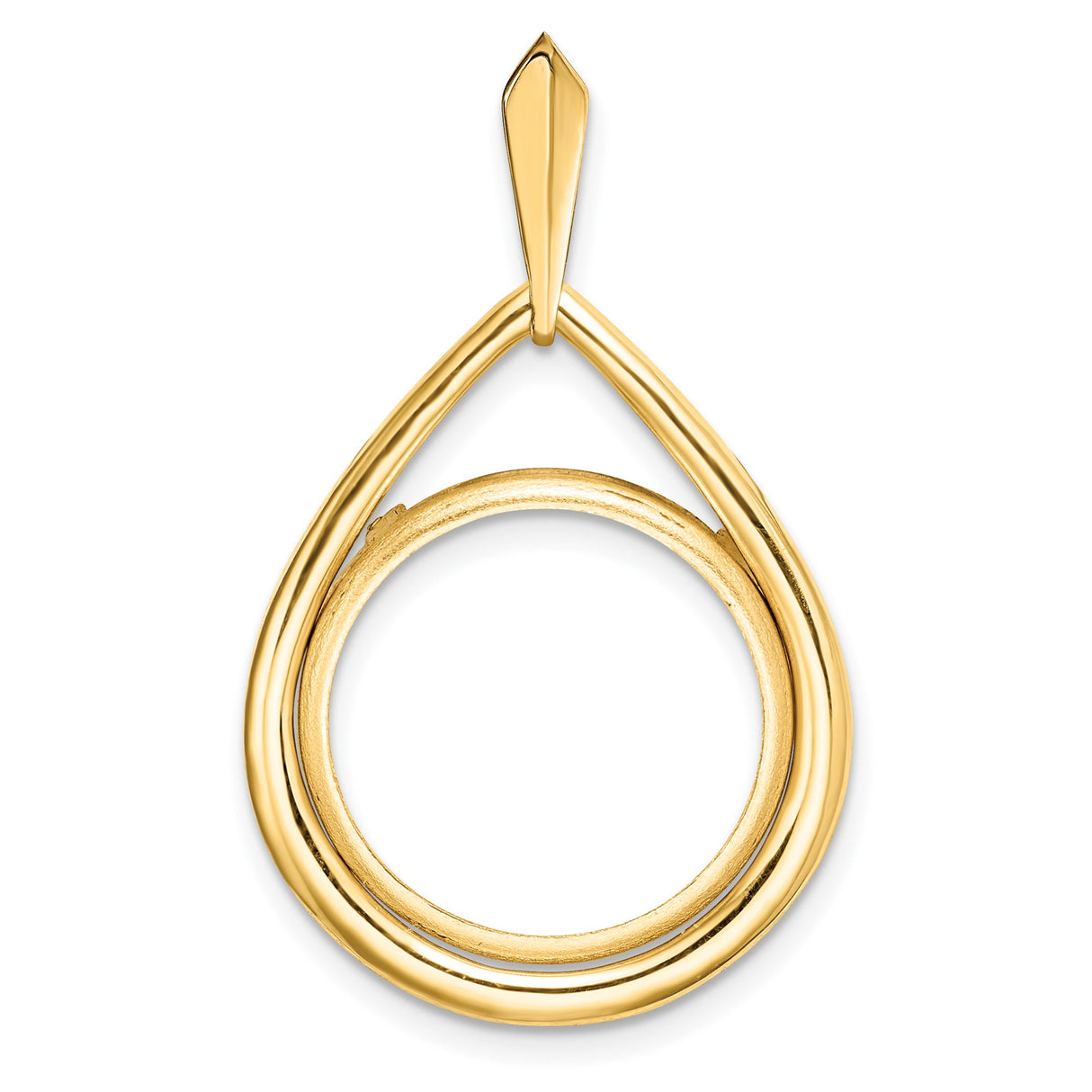 Australian 1/10 oz Gold Kangaroo $15 Coin Bezel Pendant Prong Set Polished Teardrop in 14k Yellow Gold