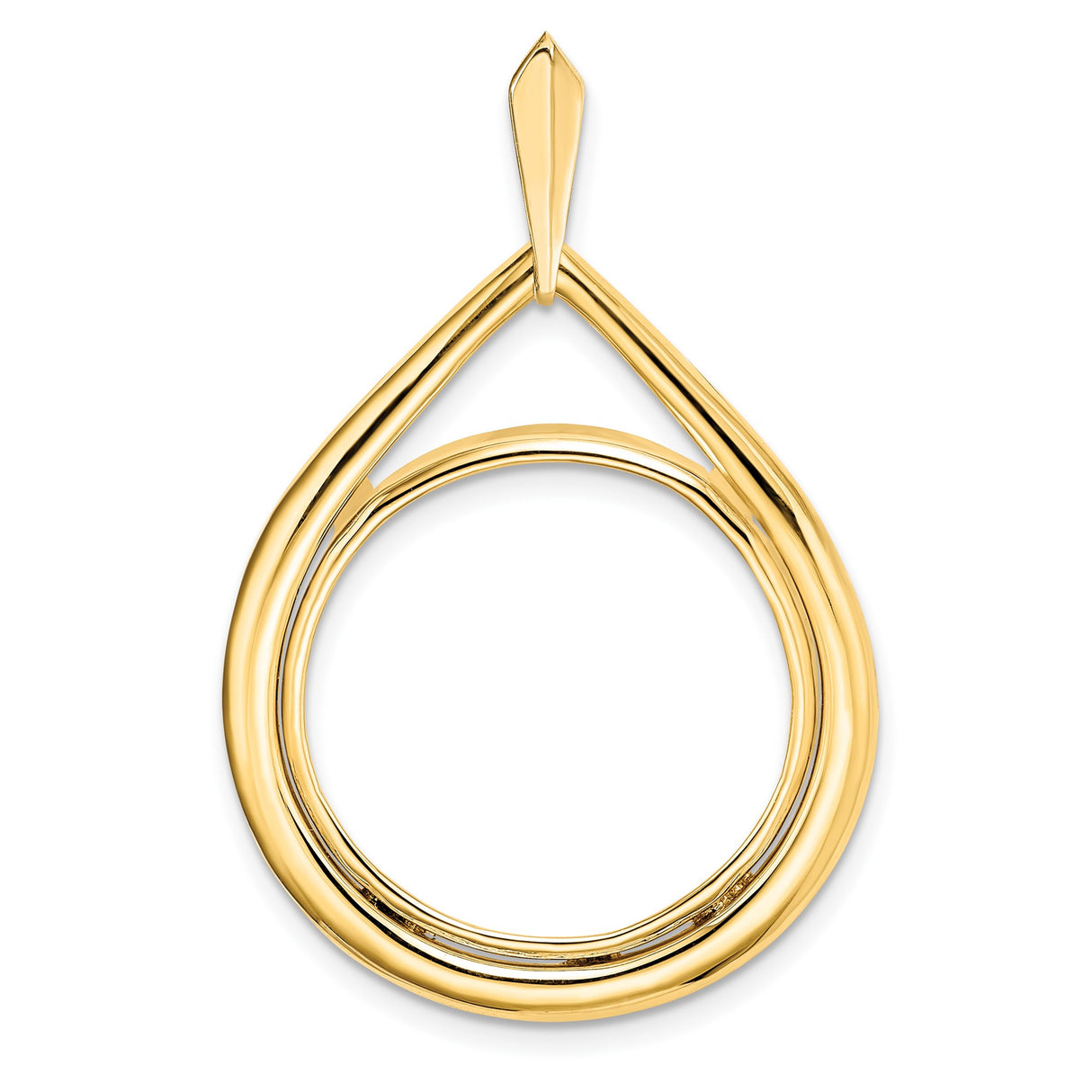 Australian 1/4 oz Gold Kangaroo $25 Coin Bezel Pendant Prong Set Polished Teardrop in 14k Yellow Gold