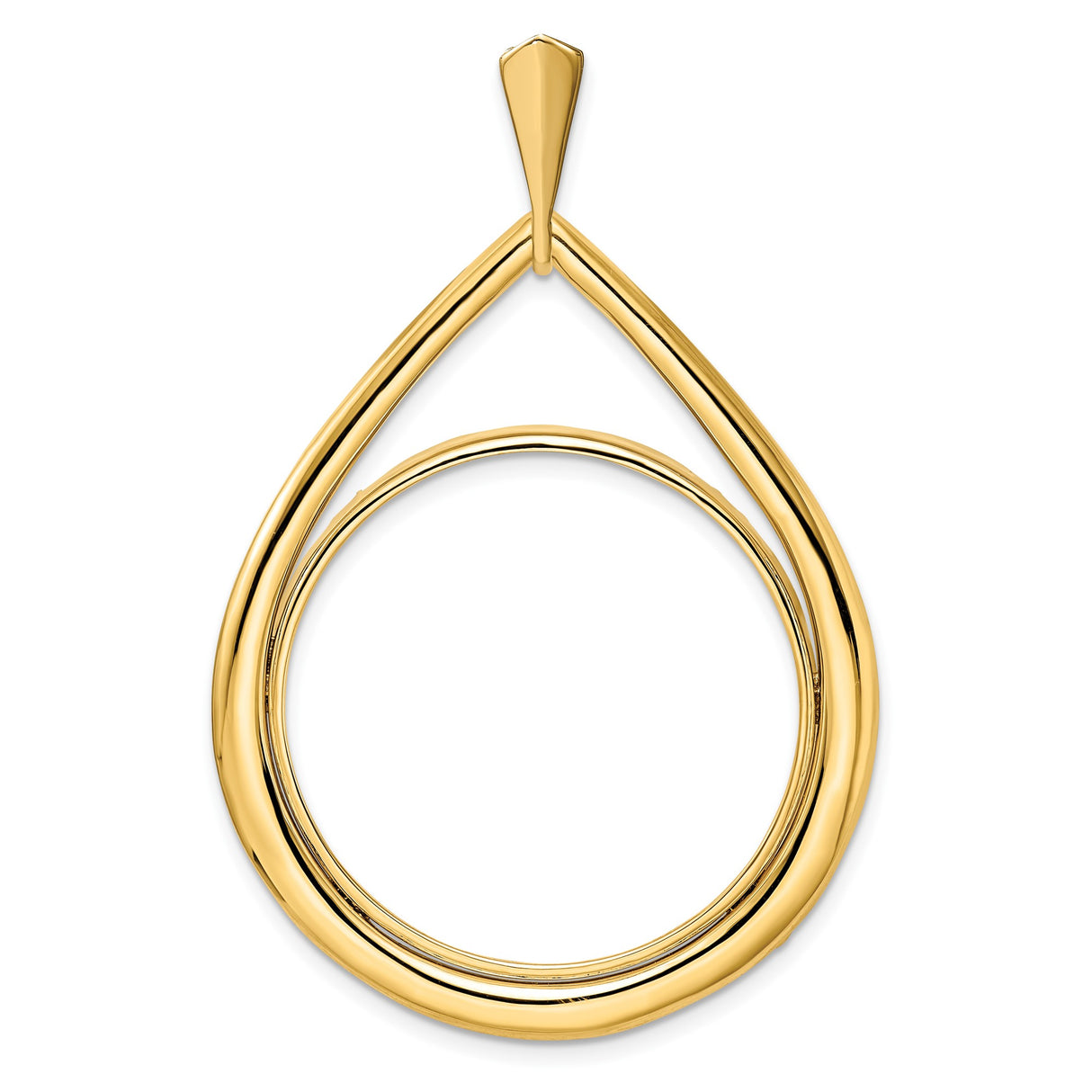 Isle of Man 1/2 oz Gold Cat Coin Bezel Pendant Prong Set Polished Teardrop in 14k Yellow Gold