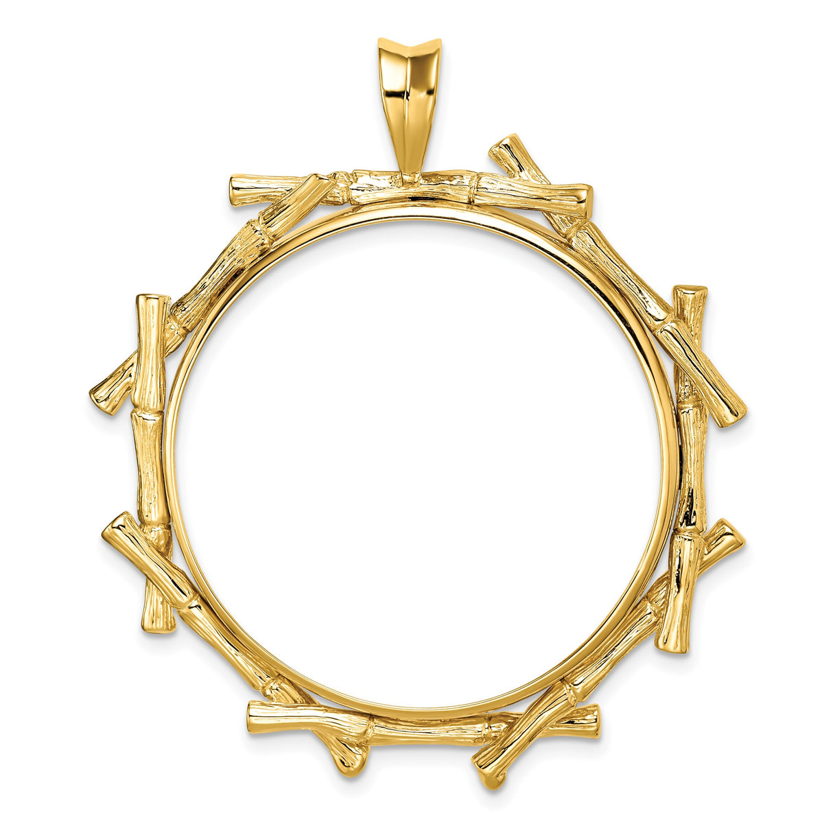 Australian 1 oz Platinum Koala $100 Coin Bezel Pendant Prong Set Bamboo Log in 14k Yellow Gold