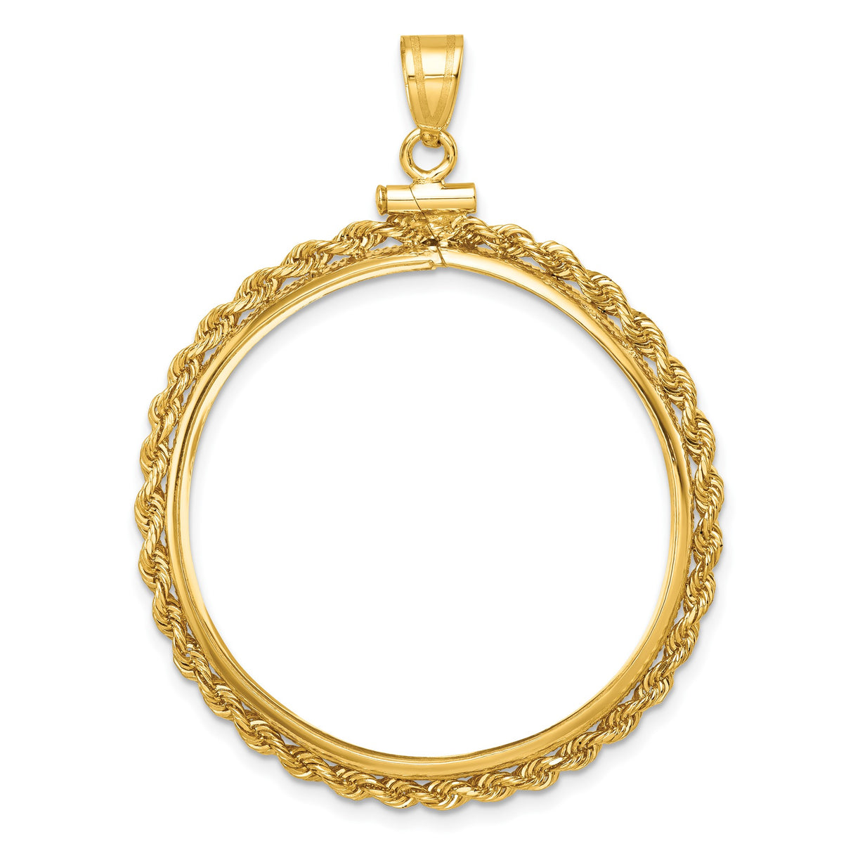 Australian 1 oz Gold Lunar $100 Coin Series 1 Coin Bezel Pendant Prong Set Petite Knotted Rope in 10k Yellow Gold