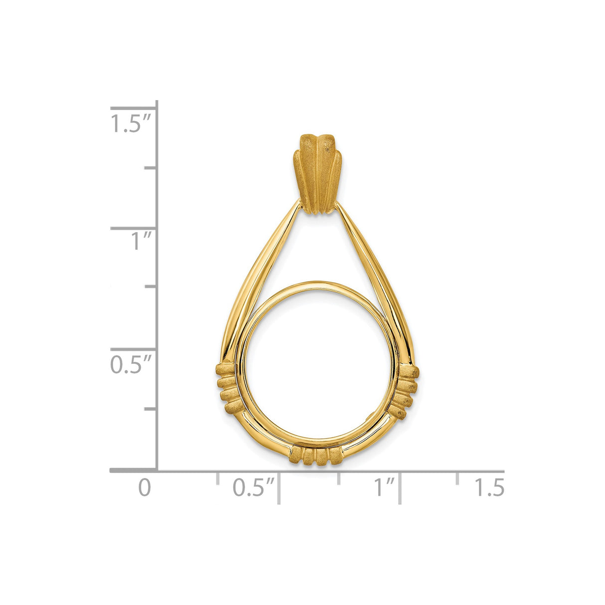 Australian 1/10 oz Gold Kangaroo $15 Coin Bezel Pendant Prong Set Orante Beaded Teardrop in 14k Yellow Gold