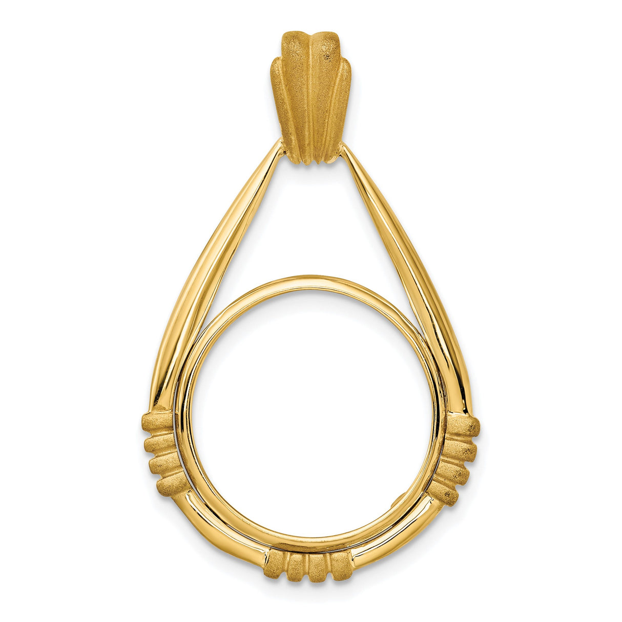 Australian 1/10 oz Gold Kangaroo $15 Coin Bezel Pendant Prong Set Orante Beaded Teardrop in 14k Yellow Gold