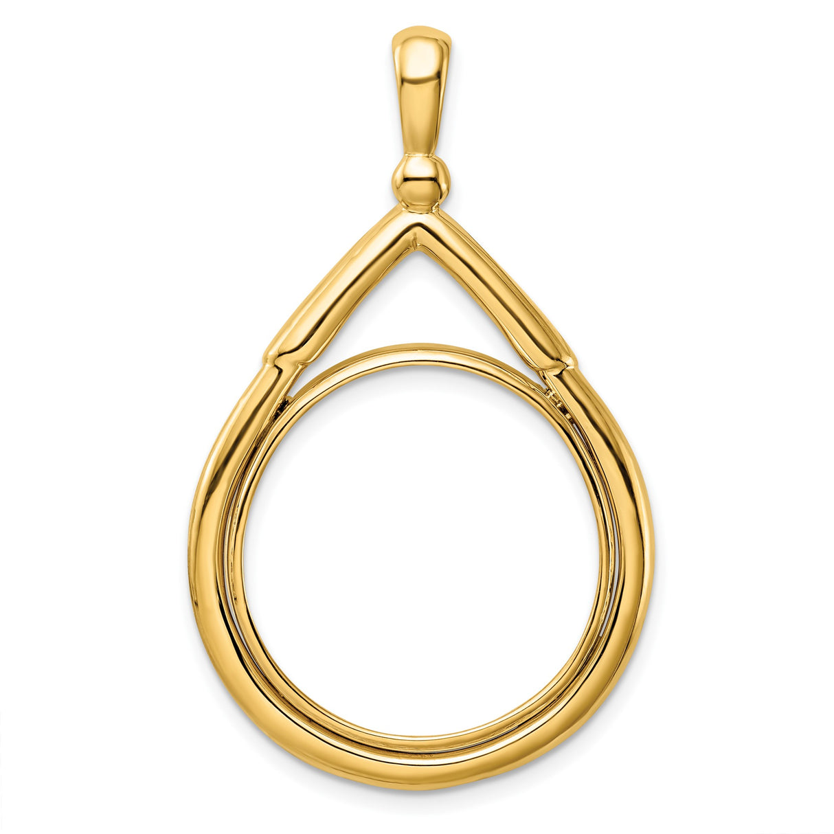 US 1/4 oz Platinum American Eagle $25 Coin Bezel Pendant Prong Set Arrow Top Teardrop in 14k Yellow Gold