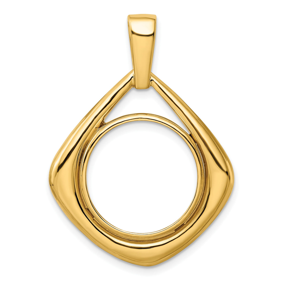 Australian 1/10 oz Gold Lunar $15 Coin Series 3 Coin Bezel Pendant Prong Set Diamond-Shaped in 14k Yellow Gold