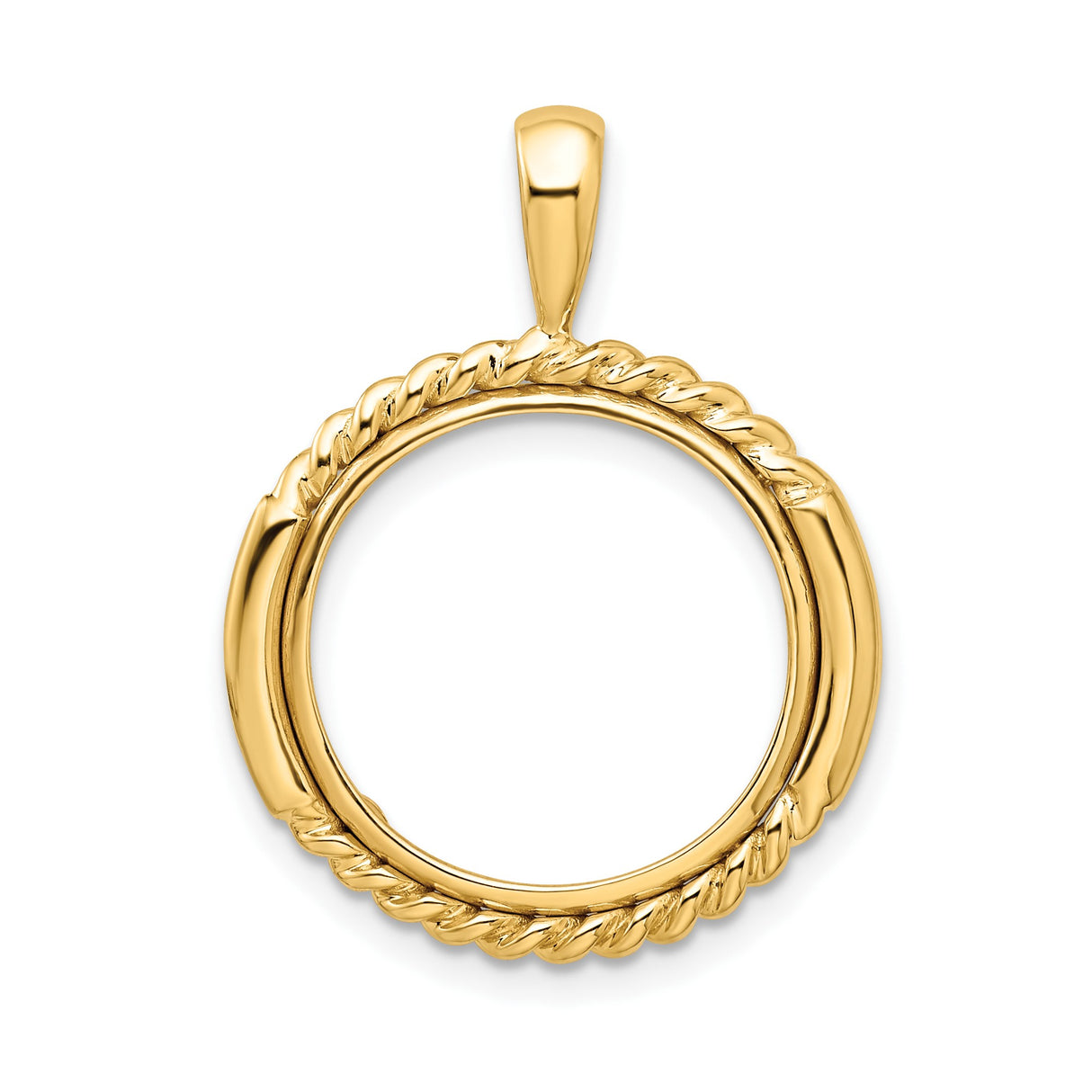 Australian 1/10 oz Gold Kangaroo $15 Coin Bezel Pendant Prong Set Double Twist in 14k Yellow Gold