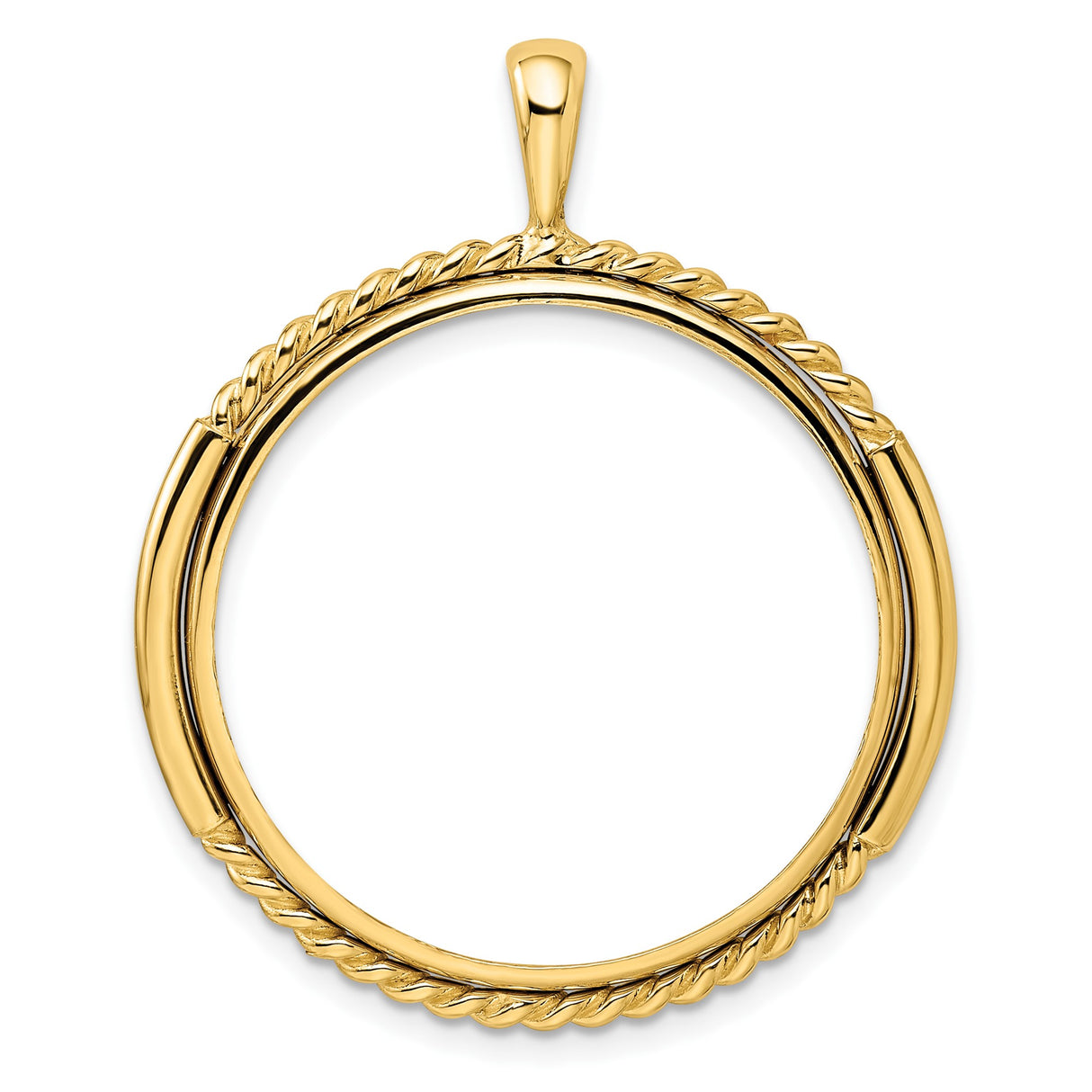 US 1/2 oz Platinum American Eagle $50 Coin Bezel Pendant Prong Set Double Twist in 14k Yellow Gold