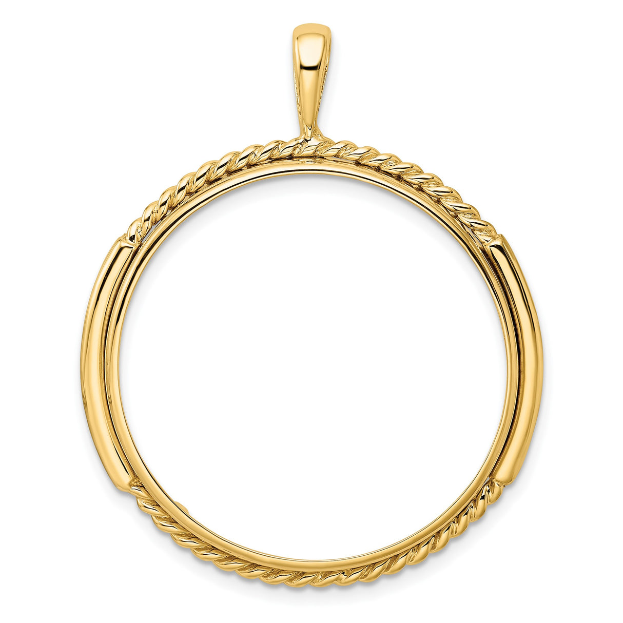Isle of Man 1/2 oz Gold Cat Coin Bezel Pendant Prong Set Double Twist in 14k Yellow Gold