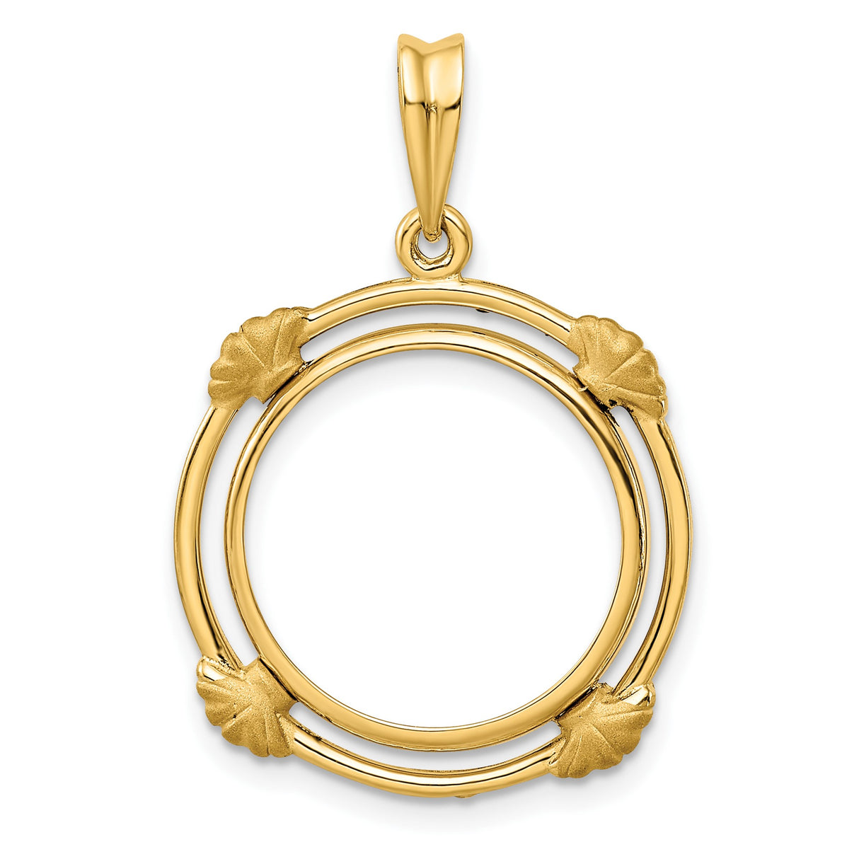 Australian 1/10 oz Gold Koala $15 Coin Bezel Pendant Prong Set Shell Spoke in 14k Yellow Gold