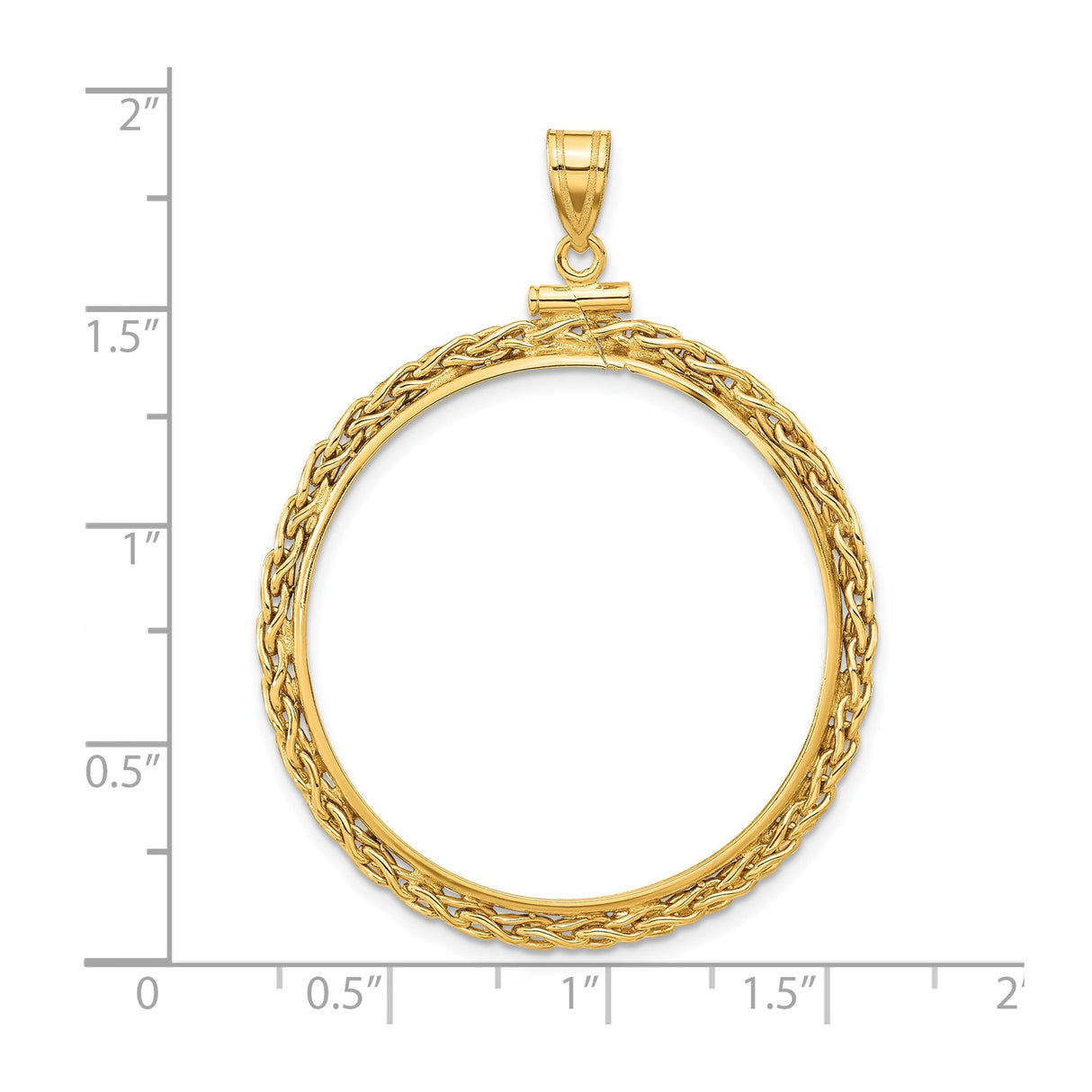 Australian 1 oz Gold Kangaroo $100 Coin Series 1 Coin Bezel Pendant Screw Top Wheat Chain in 14k Yellow Gold