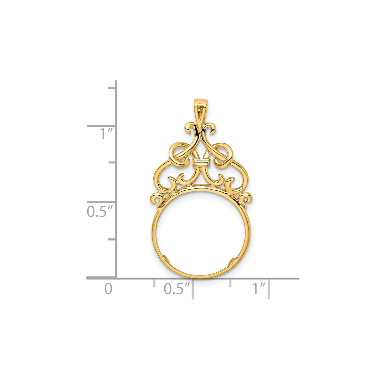 Australian 1/10 oz Gold Lunar $15 Coin Series 3 Coin Bezel Pendant Prong Set Baroque Scrollwork Design in 14k Yellow Gold