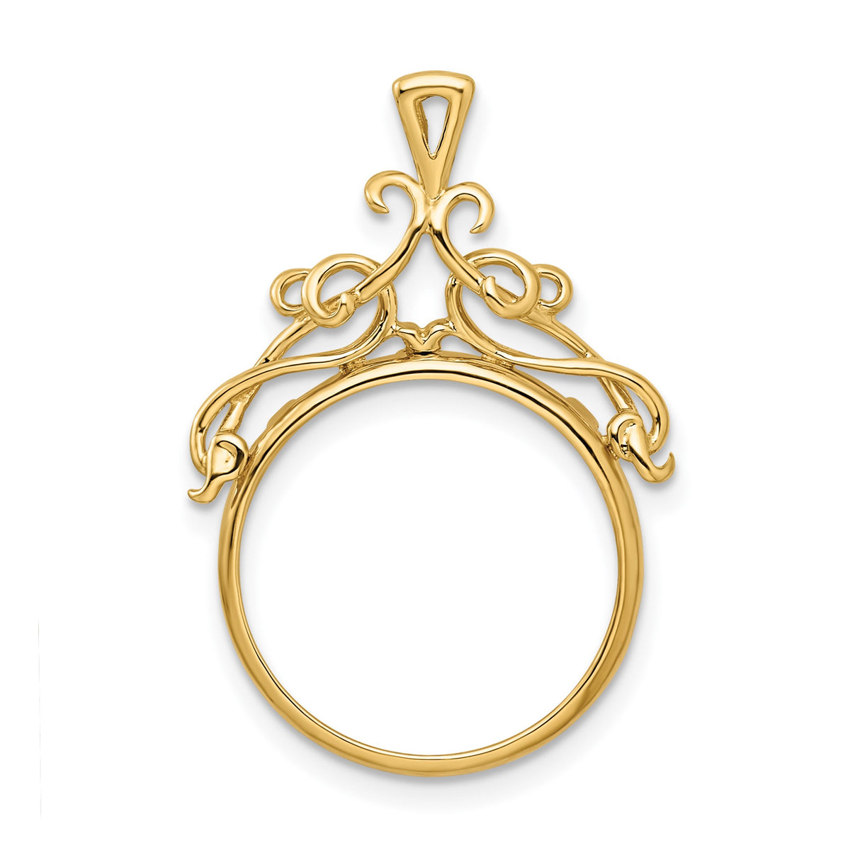 Australian 1/10 oz Gold Kangaroo $15 Coin Bezel Pendant Prong Set Baroque Filigree Scrollwork in 14k Yellow Gold