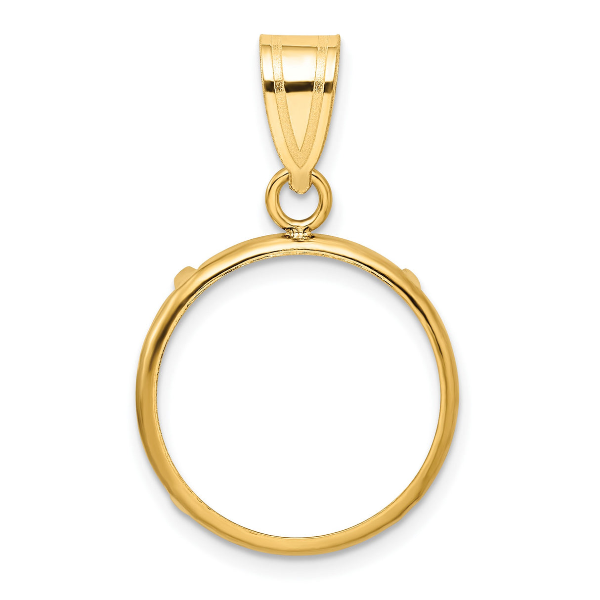 Isle of Man 1/10 oz Gold Cat Coin Bezel Pendant Prong Set Plain Polished in 10k Yellow Gold