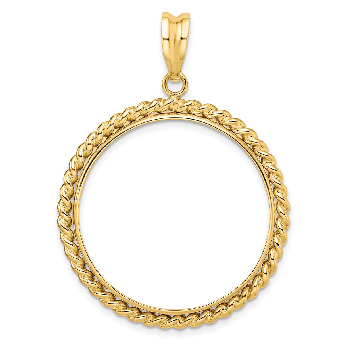 Isle of Man 1/2 oz Gold Cat Coin Bezel Pendant Prong Set Twisted Rope in 14k Yellow Gold