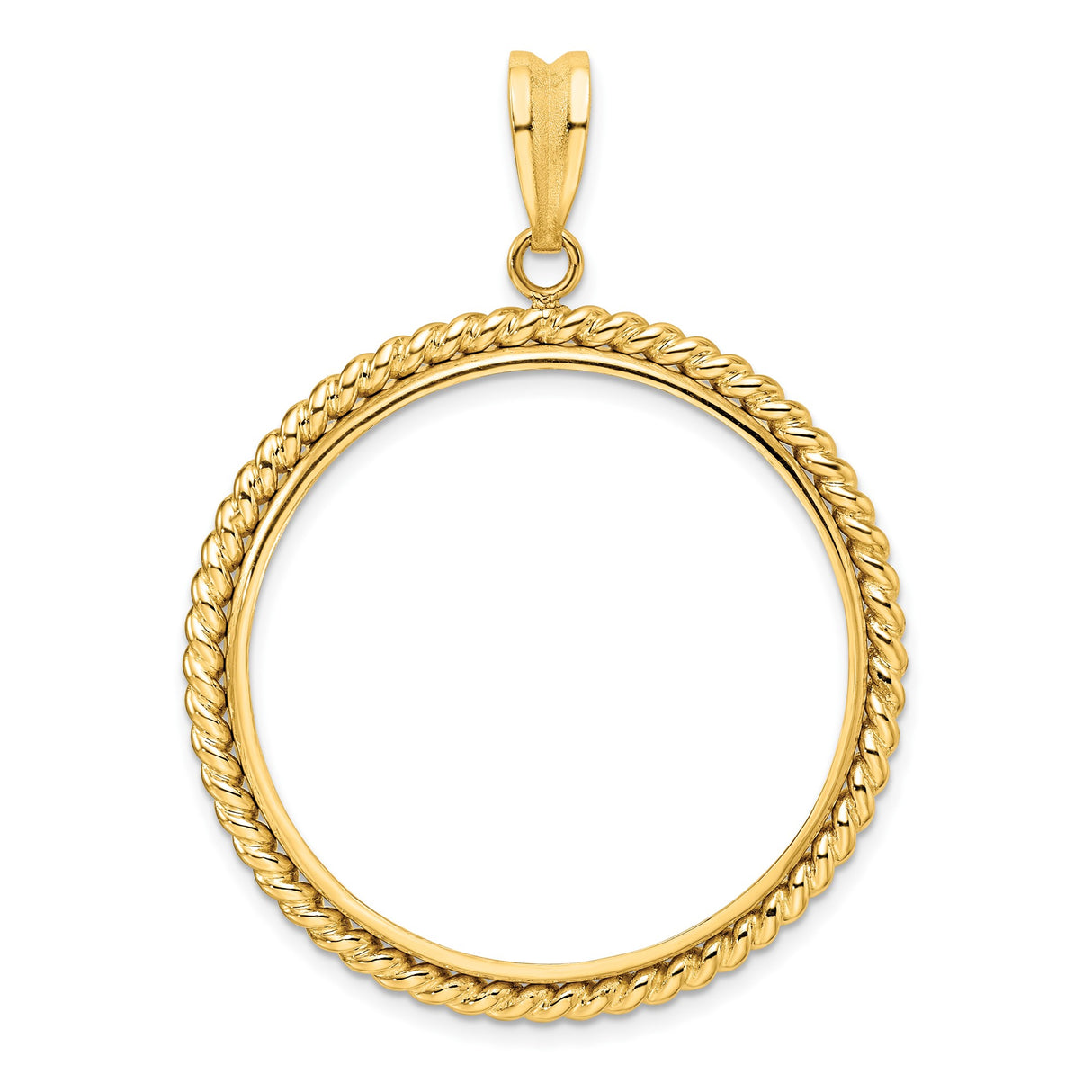 Australian 1 oz Platinum Koala $100 Coin Bezel Pendant Prong Set Twisted Rope in 14k Yellow Gold