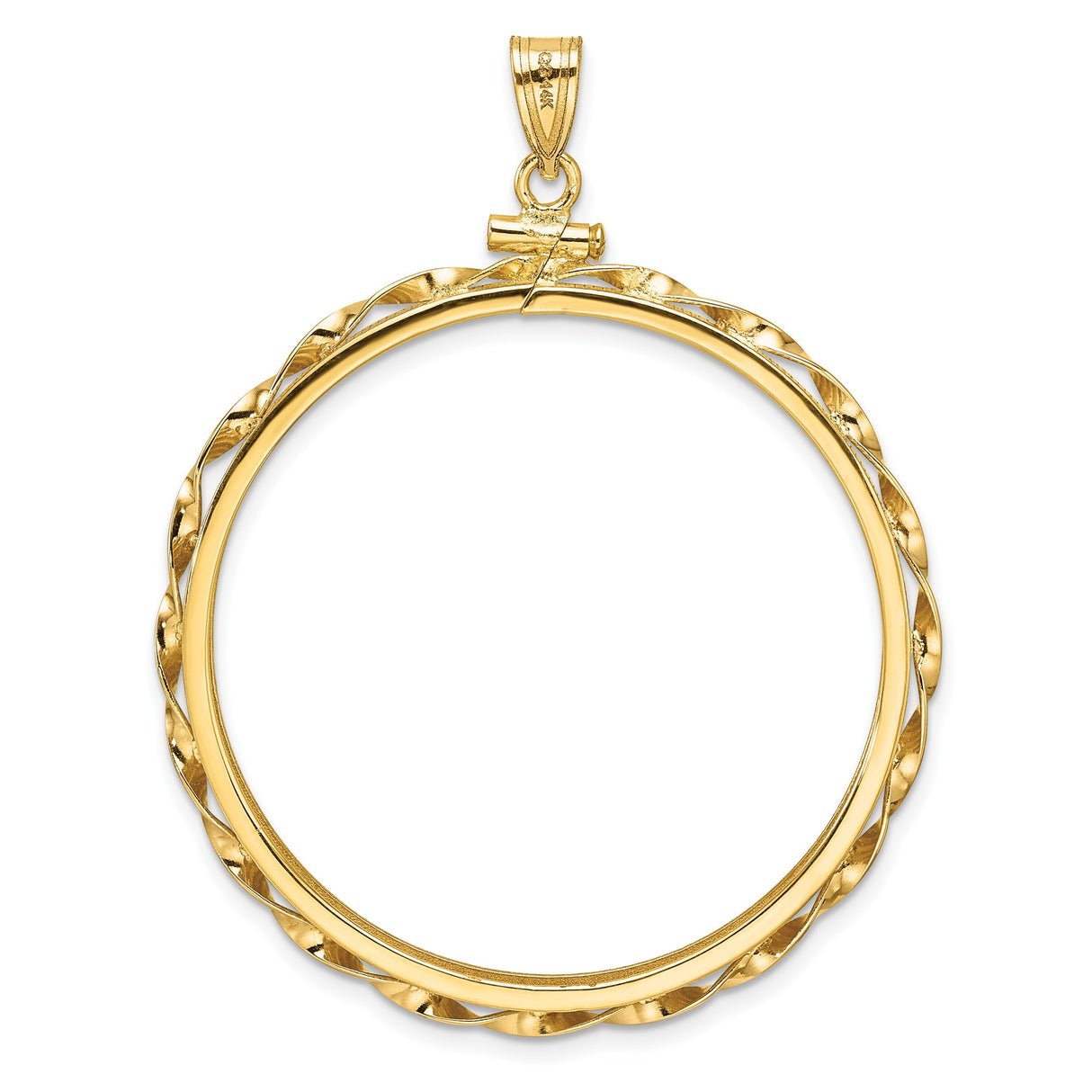 37 mm 14k Yellow Gold coin bezel pendant β additional image