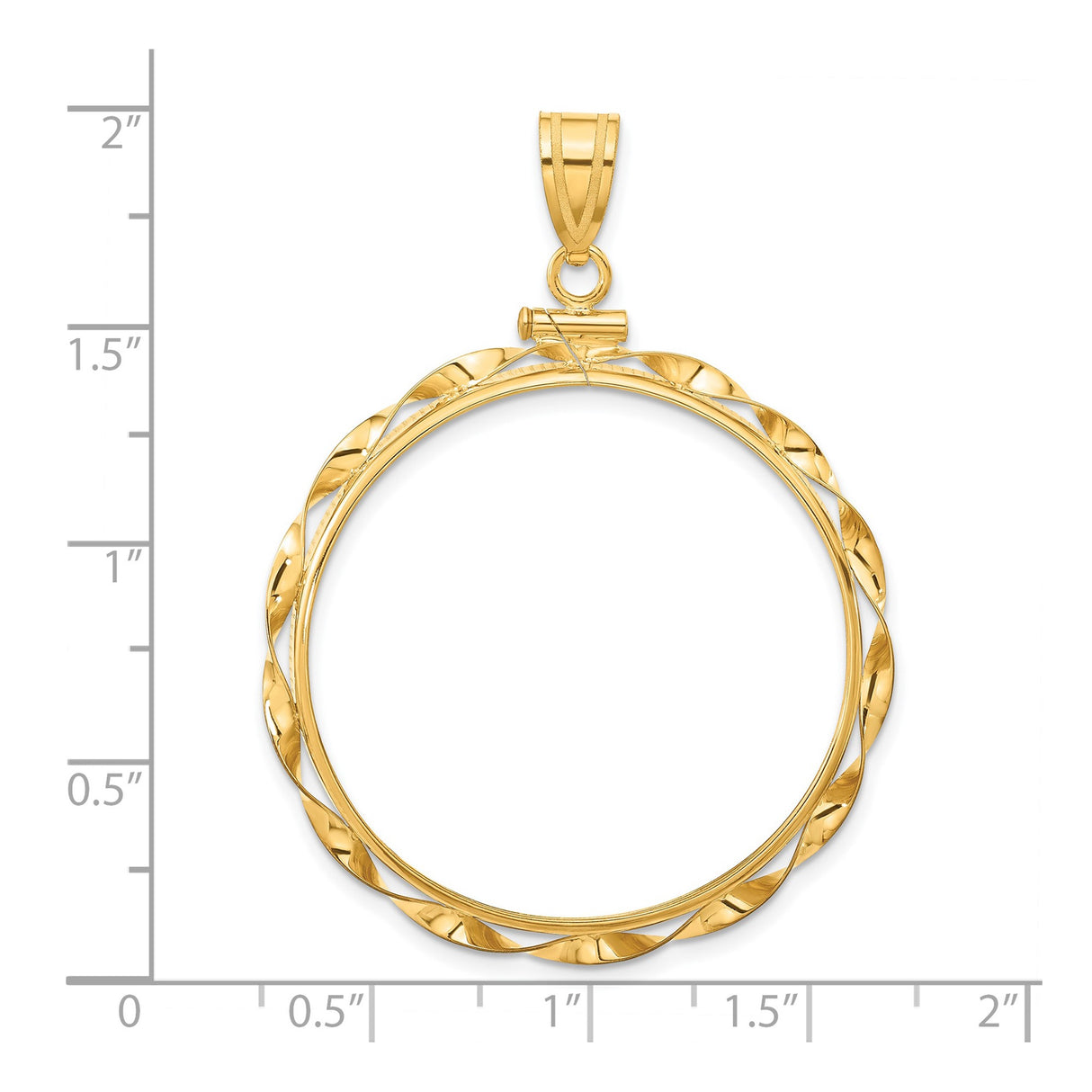Australian 1 oz Gold Kangaroo $100 Coin Series 2 Coin Bezel Pendant Screw Top Twisted Ribbon in 14k Yellow Gold