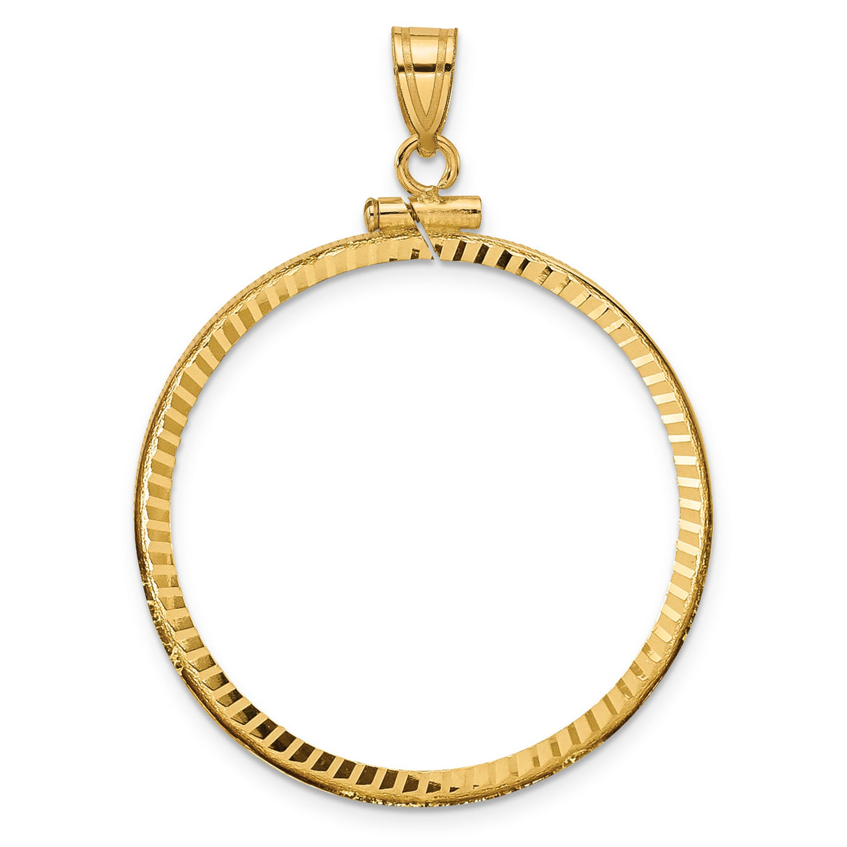 Australian 1 oz Platinum Koala $100 Coin Bezel Pendant Screw Top Diamond-Cut in 14k Yellow Gold