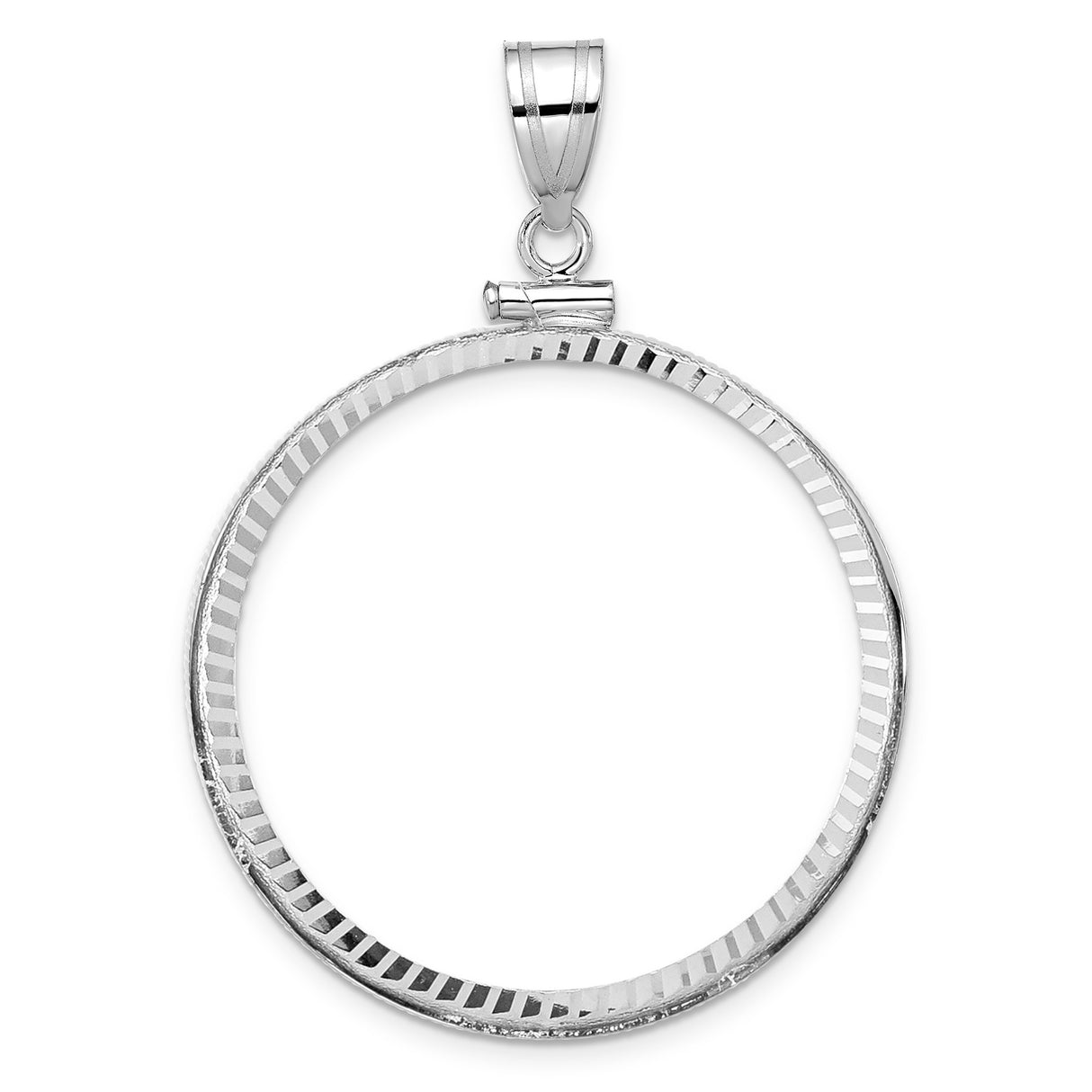 Australian 1 oz Gold Lunar $100 Coin Series 3 Coin Bezel Pendant Screw Top Diamond-Cut in 14k White Gold