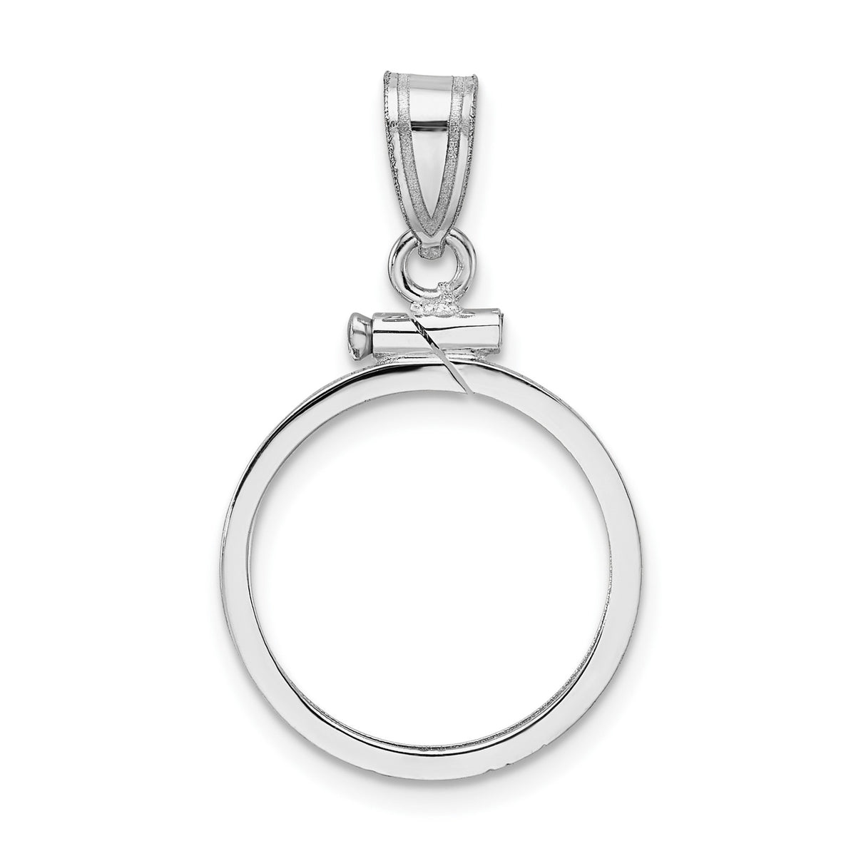 Australian 1/10 oz Gold Kangaroo $15 Coin Bezel Pendant Screw Top Reeded Edge in 14k White Gold