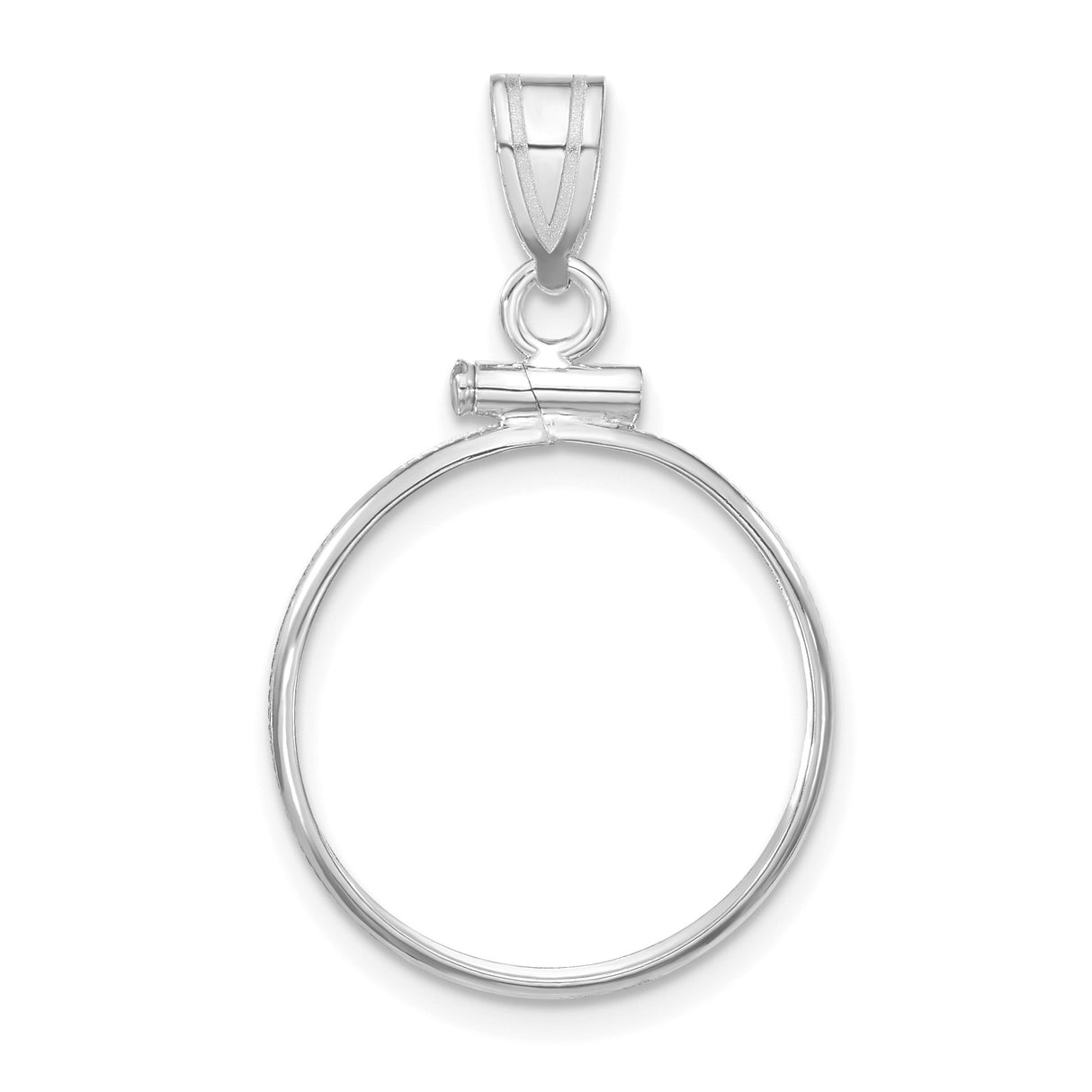 Isle of Man 1/10 oz Gold Cat Coin Bezel Pendant Screw Top Reeded Edge in 14k White Gold