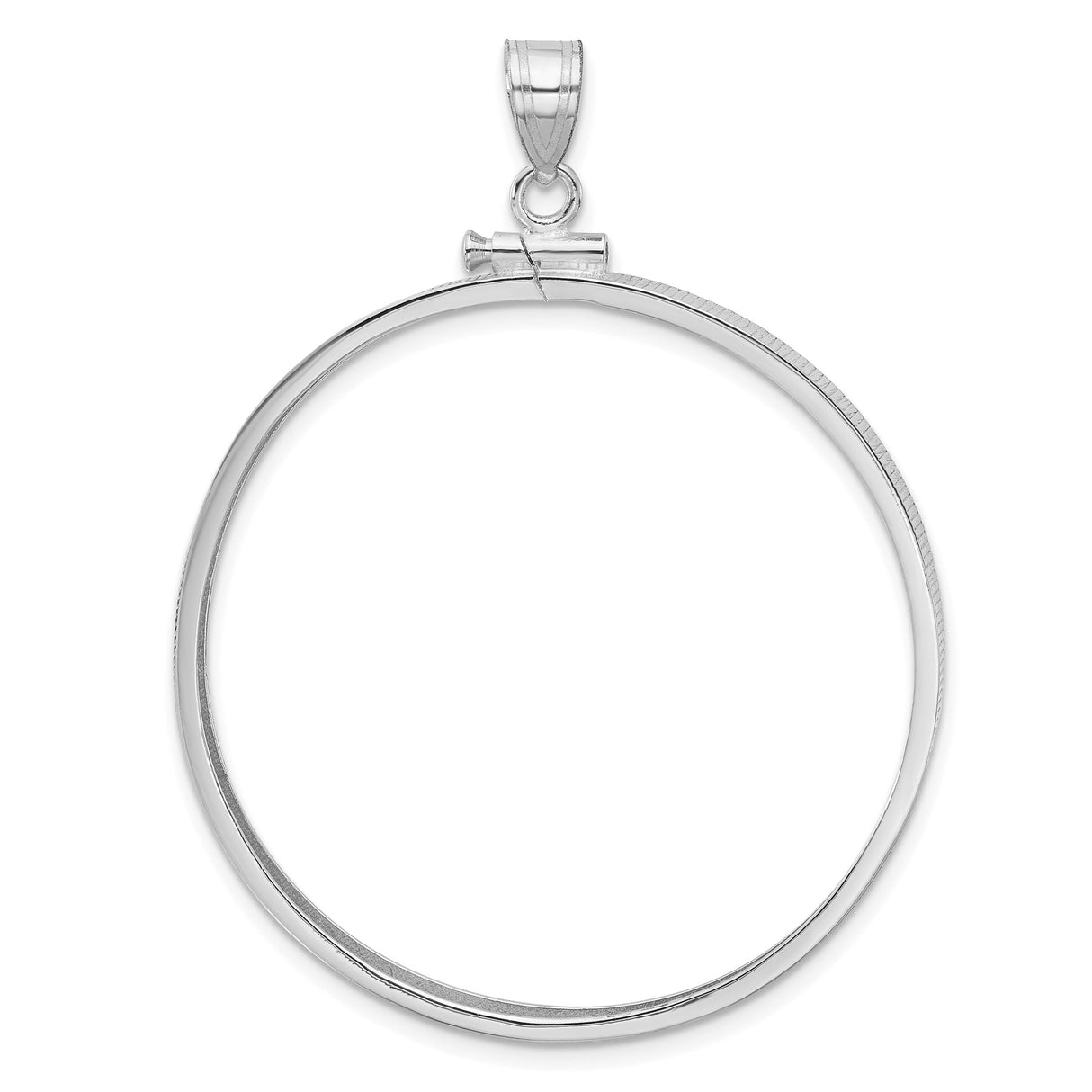 37 mm Coin Bezel Pendant Reeded Edge Screw Top in 14k White Gold