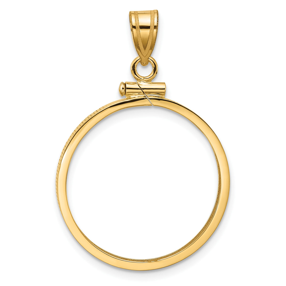 Australian 1/4 oz Gold Lunar $25 Coin Series 2 Coin Bezel Pendant Prong Set Reeded Border in 10k Yellow Gold