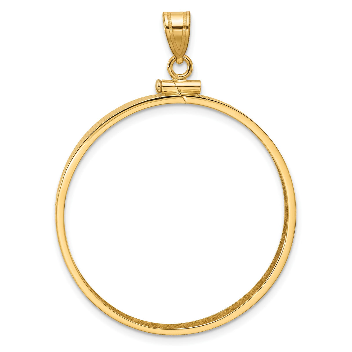 Isle of Man 1 oz Gold Cat 1 Crown Coin Bezel Pendant Prong Set Reeded Edge in 14k Yellow Gold