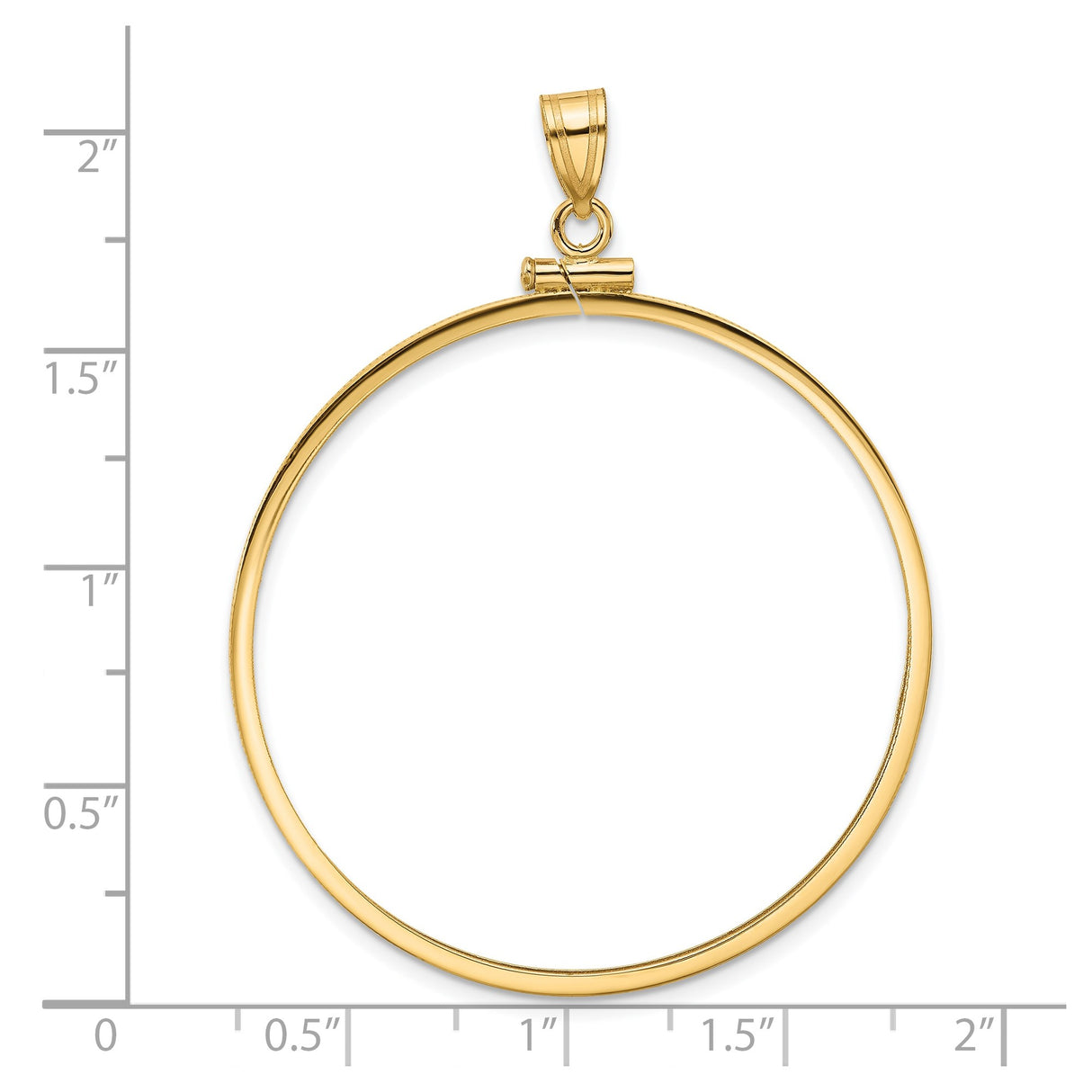 39.5 mm Coin Bezel Pendant Reeded Edge Screw Top in 14k Yellow Gold
