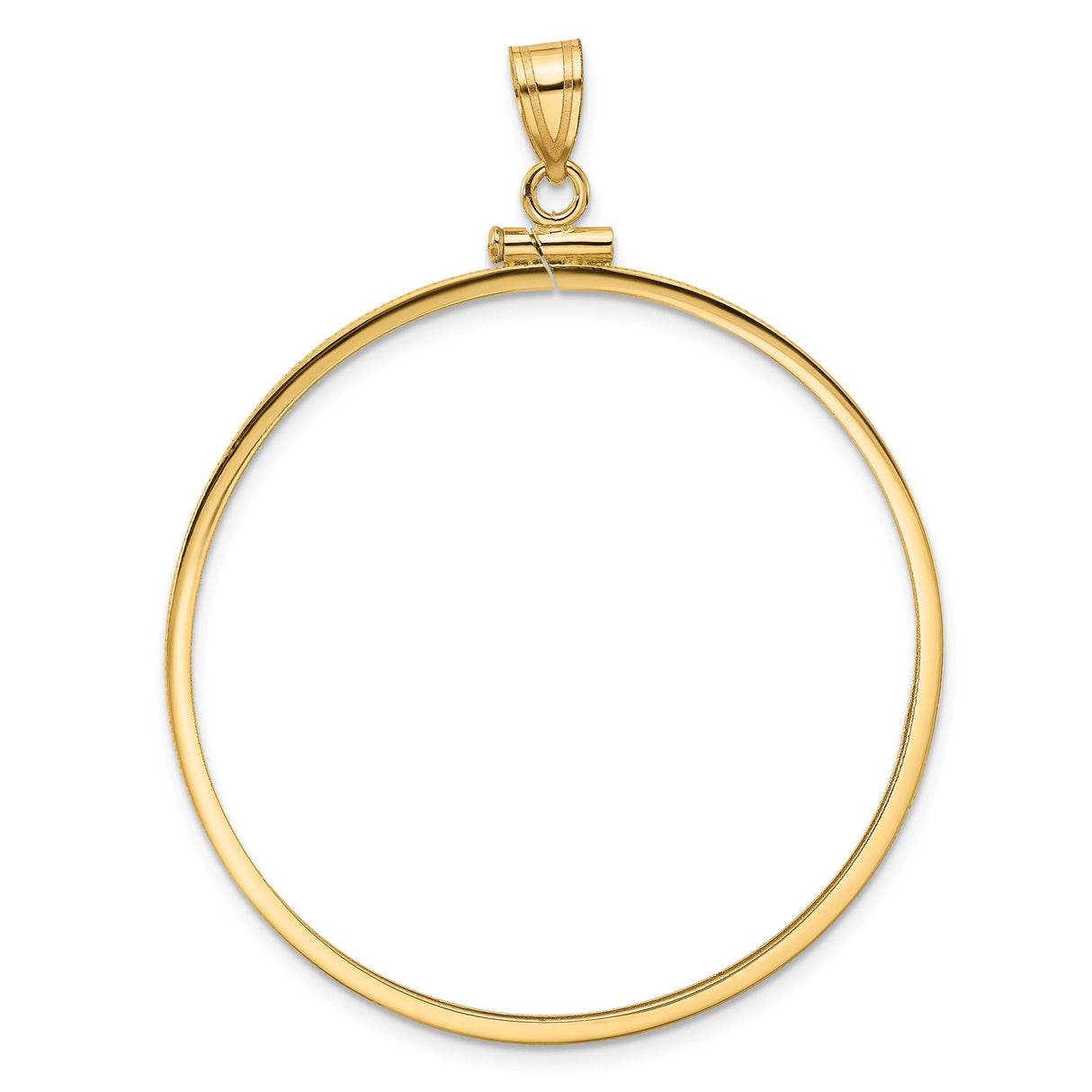 39.5 mm Coin Bezel Pendant Reeded Edge Prong Set in 14k Yellow Gold
