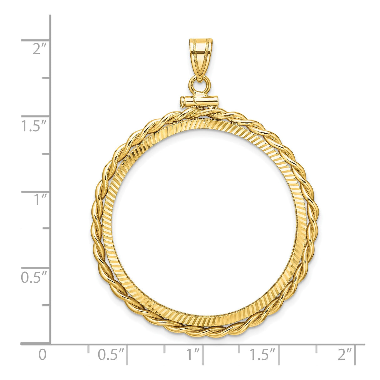 Isle of Man 1 oz Gold Noble £5 Coin Series 1 Coin Bezel Pendant Screw Top Diamond-Cut Braided Rope Twist in 14k Yellow Gold