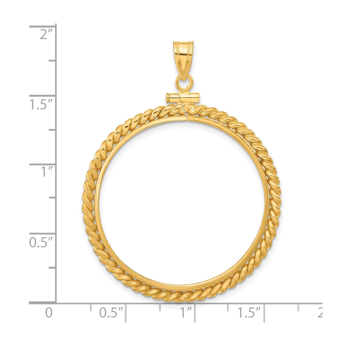 Australian 1 oz Gold Nugget $100 Coin Bezel Pendant Screw Top Braided Rope Twist in 14k Yellow Gold