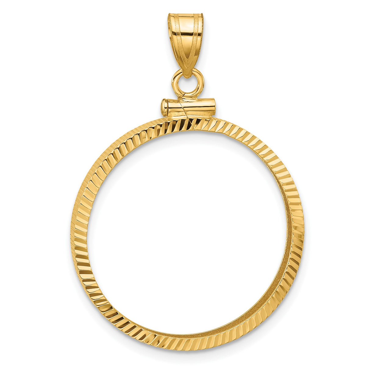 Australian 1/2 oz Gold Lunar $50 Coin Series 1 Coin Bezel Pendant Prong Set Diamond-Cut Reeded Border in 10k Yellow Gold