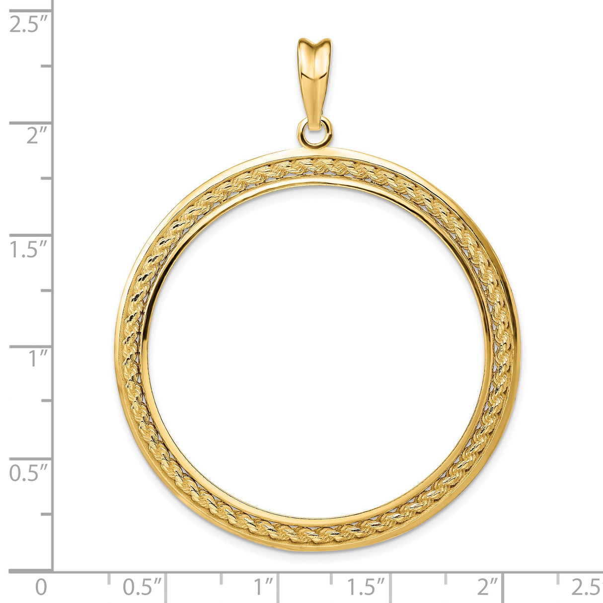 39.5 mm Coin Bezel Pendant Rope Frame Prong Set in 14k Yellow Gold