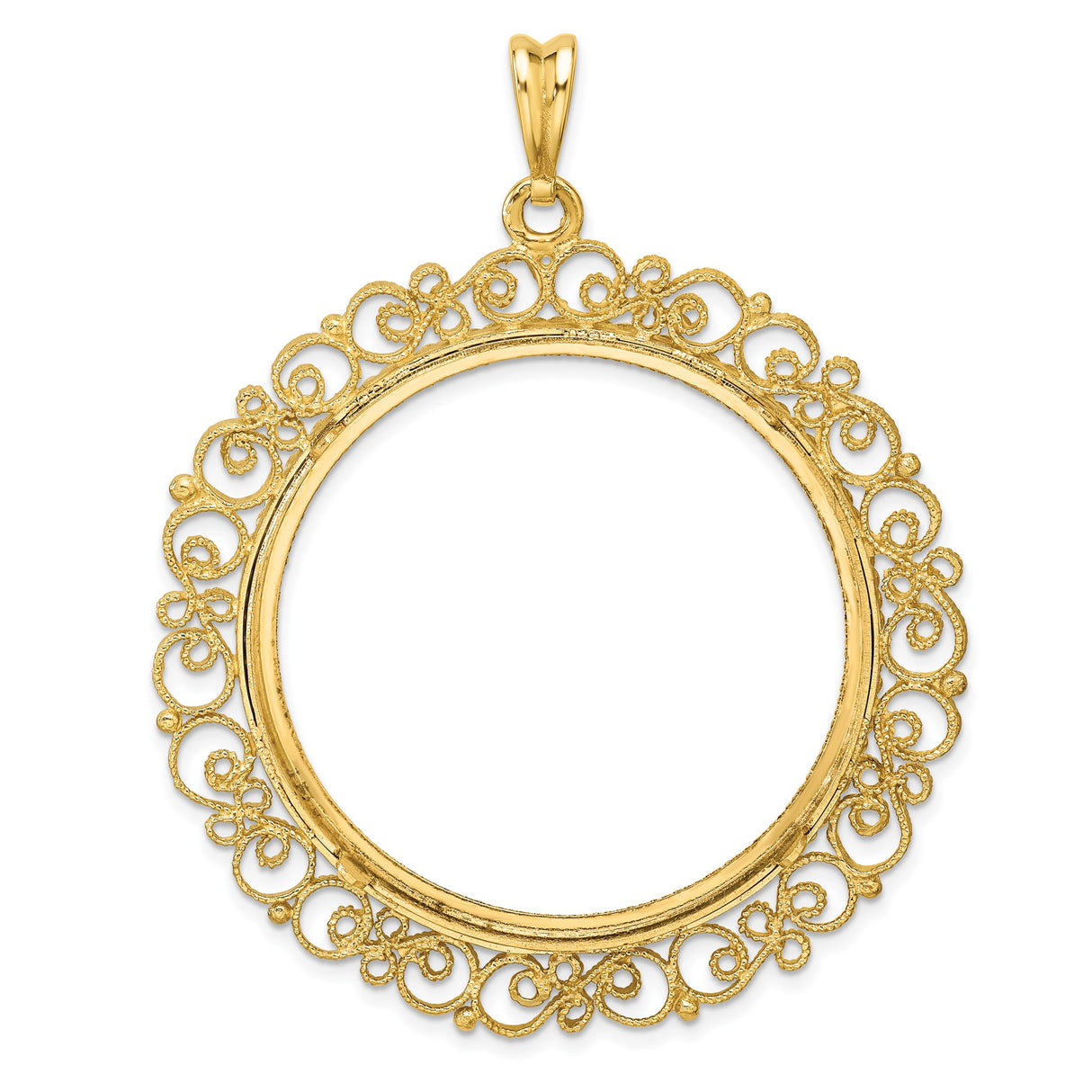 37 mm 14k Yellow Gold coin bezel pendant β additional image