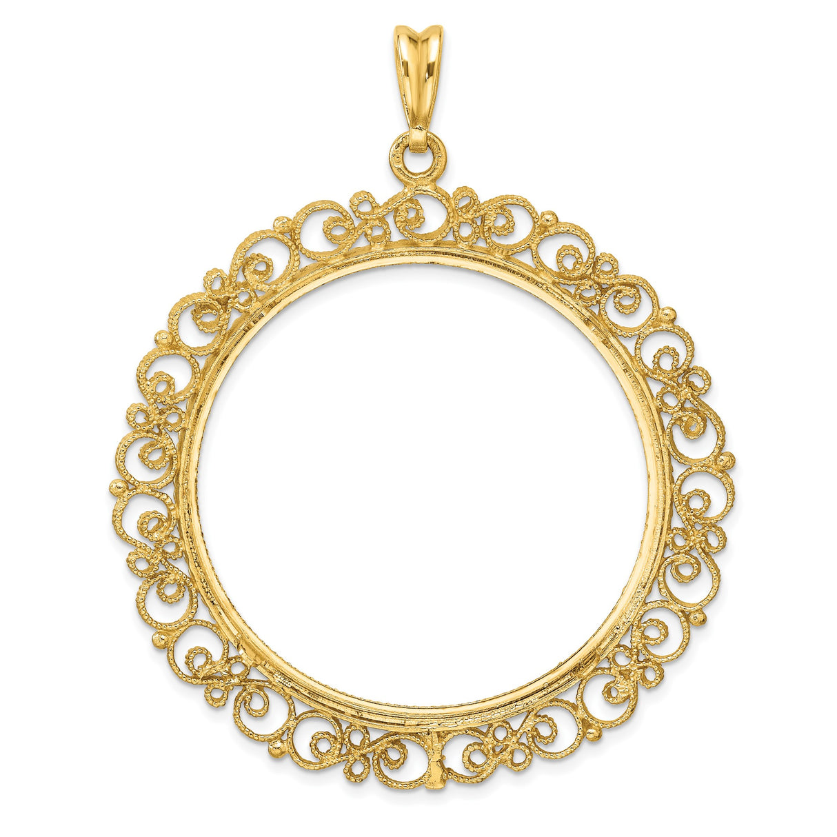 39.5 mm 14k Yellow Gold coin bezel pendant β additional image