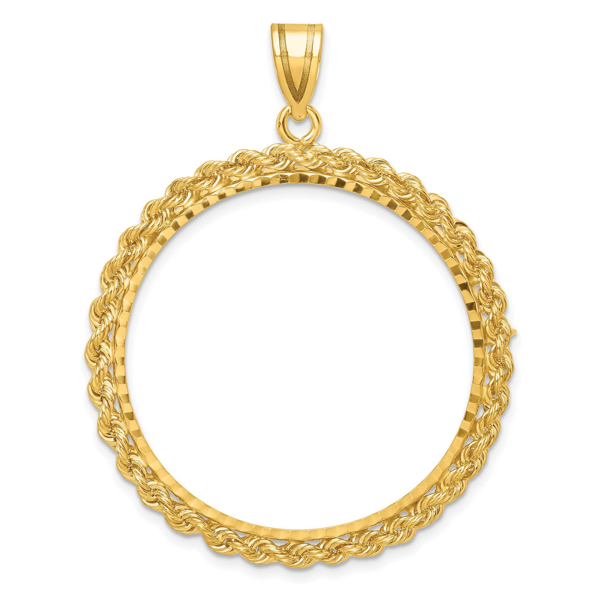 Australian 1 oz Platinum Koala $100 Coin Bezel Pendant Prong Set Diamond-Cut Knotted Rope in 14k Yellow Gold