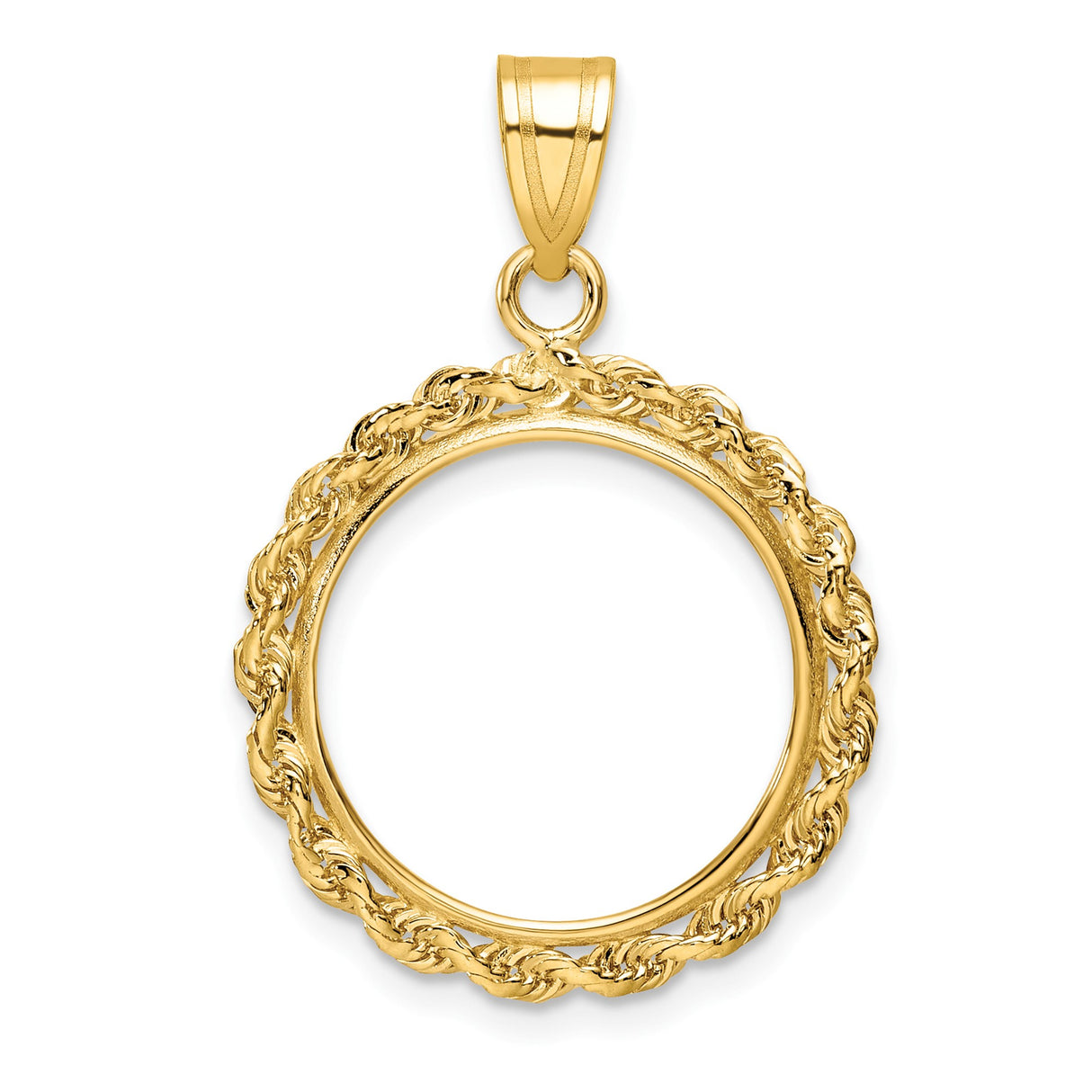Australian 1/10 oz Gold Koala $15 Coin Bezel Pendant Prong Set Knotted Rope in 14k Yellow Gold