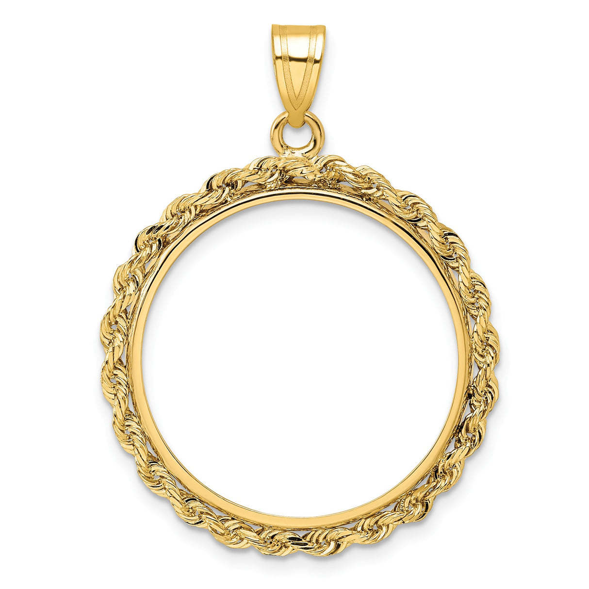 Australian 1/4 oz Gold Lunar $25 Coin Series 2 Coin Bezel Pendant Prong Set Knotted Rope in 14k Yellow Gold