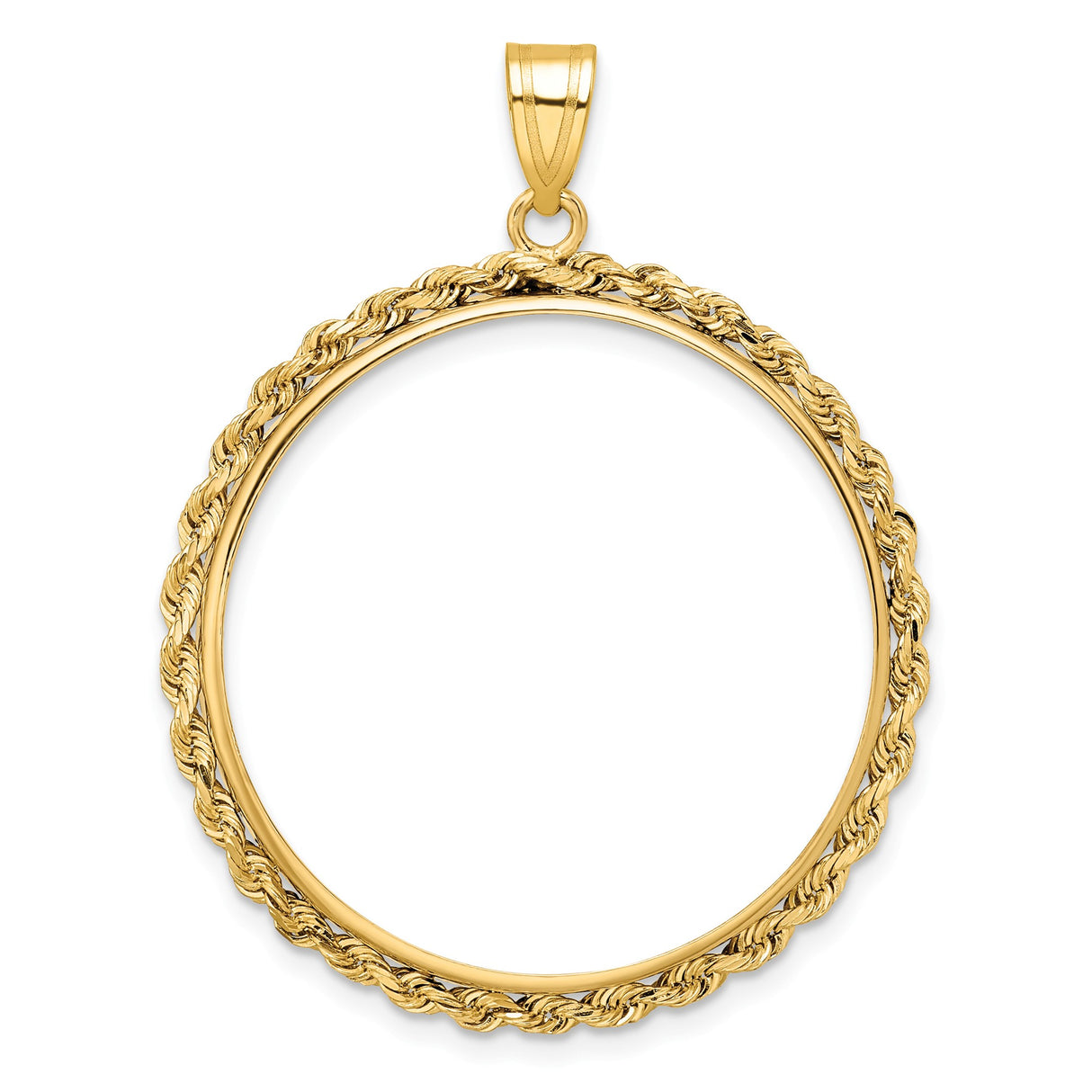 Isle of Man 1/2 oz Gold Cat Coin Bezel Pendant Prong Set Knotted Rope in 14k Yellow Gold