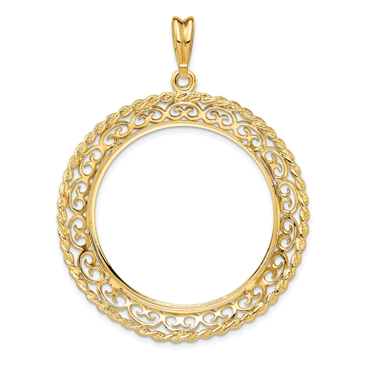 14k Yellow Gold coin bezel for Isle of Man 1 Crown Cat — additional image