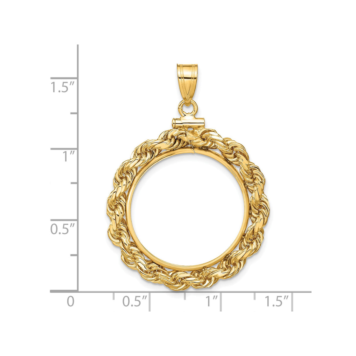 US 1/4 oz Platinum American Eagle $25 Coin Bezel Pendant Screw Top Large Knotted Rope in 14k Yellow Gold
