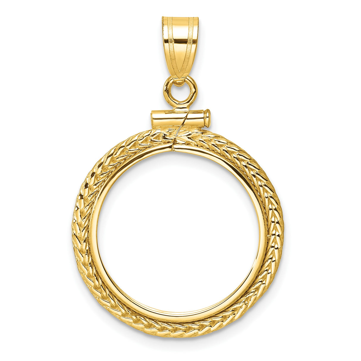 Isle of Man 1/10 oz Gold Cat Coin Bezel Pendant Screw Top Foxtail Chain in 14k Yellow Gold